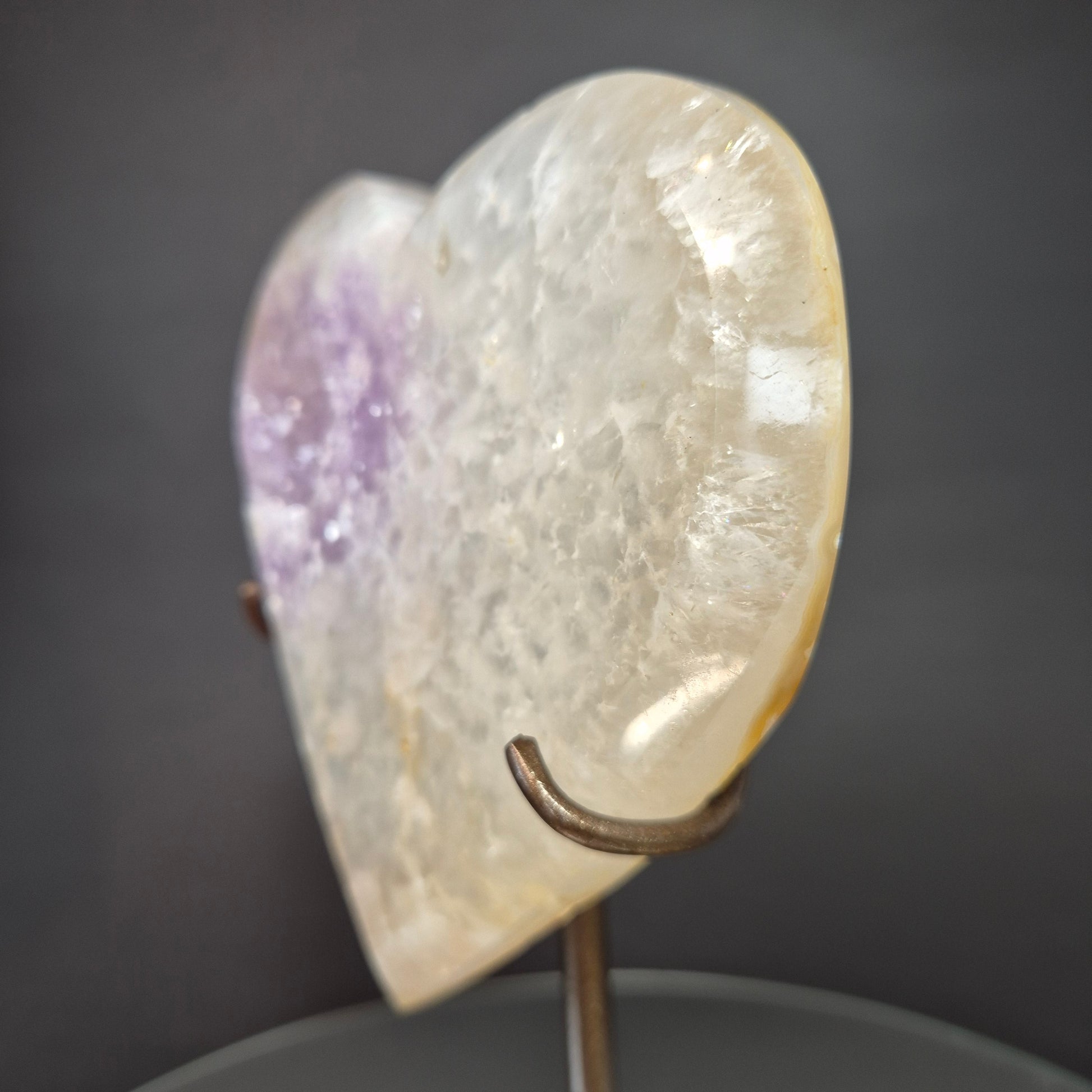 Druzy Amethyst with Agate Heart on Stand Crystal Hoarder