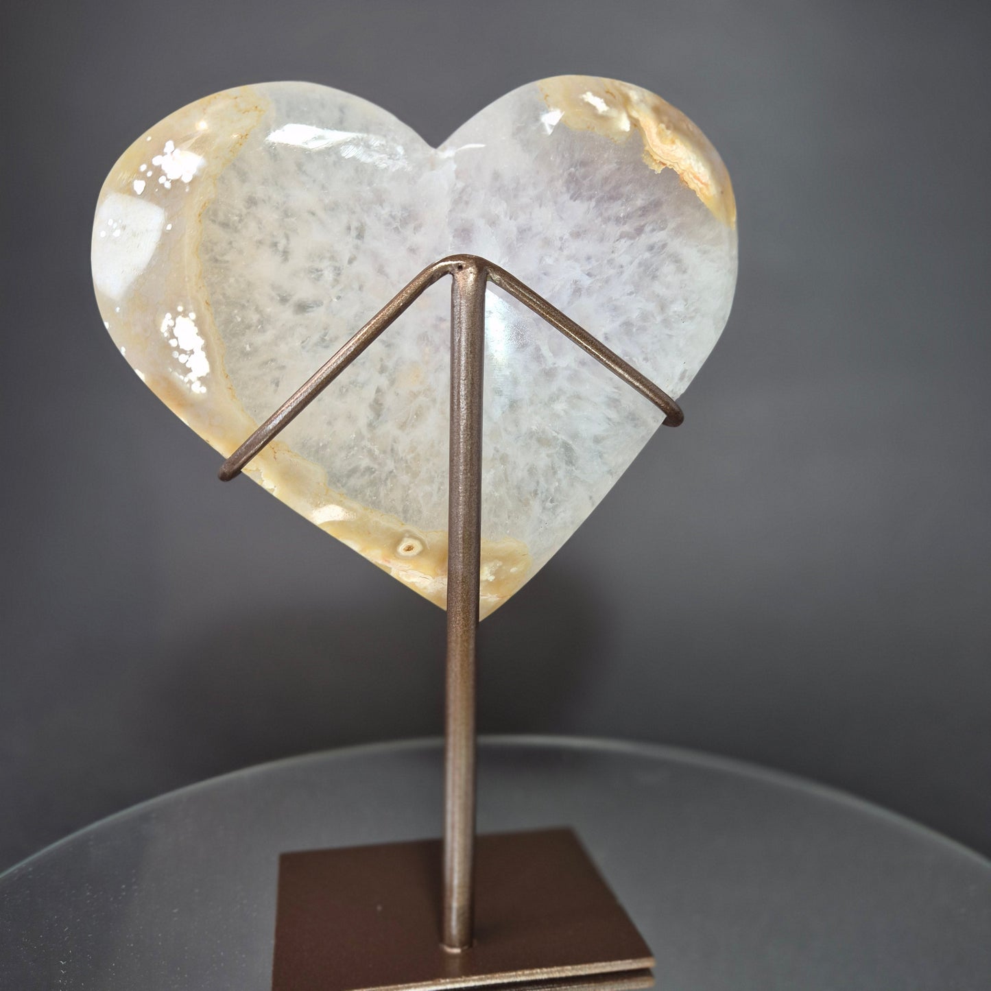 Druzy Amethyst with Agate Heart on Stand Crystal Hoarder