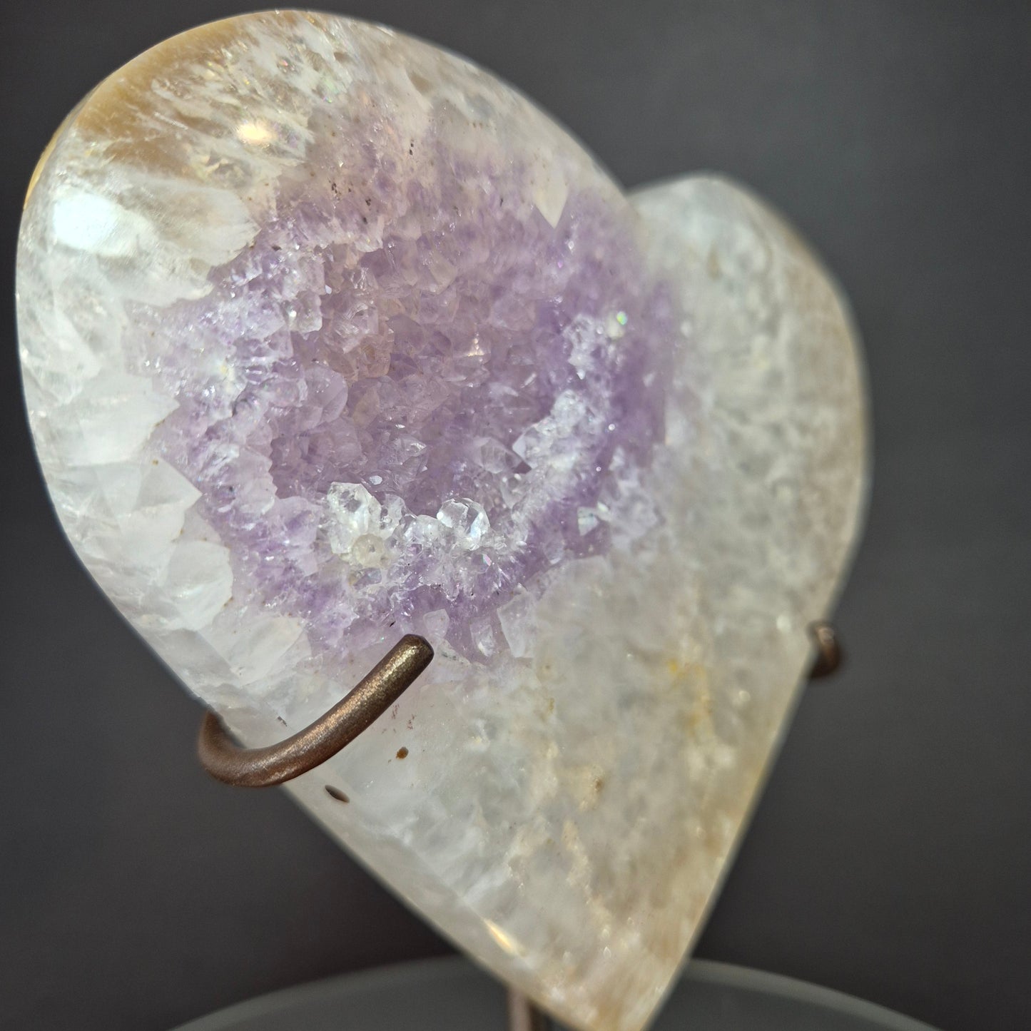 Druzy Amethyst with Agate Heart on Stand Crystal Hoarder