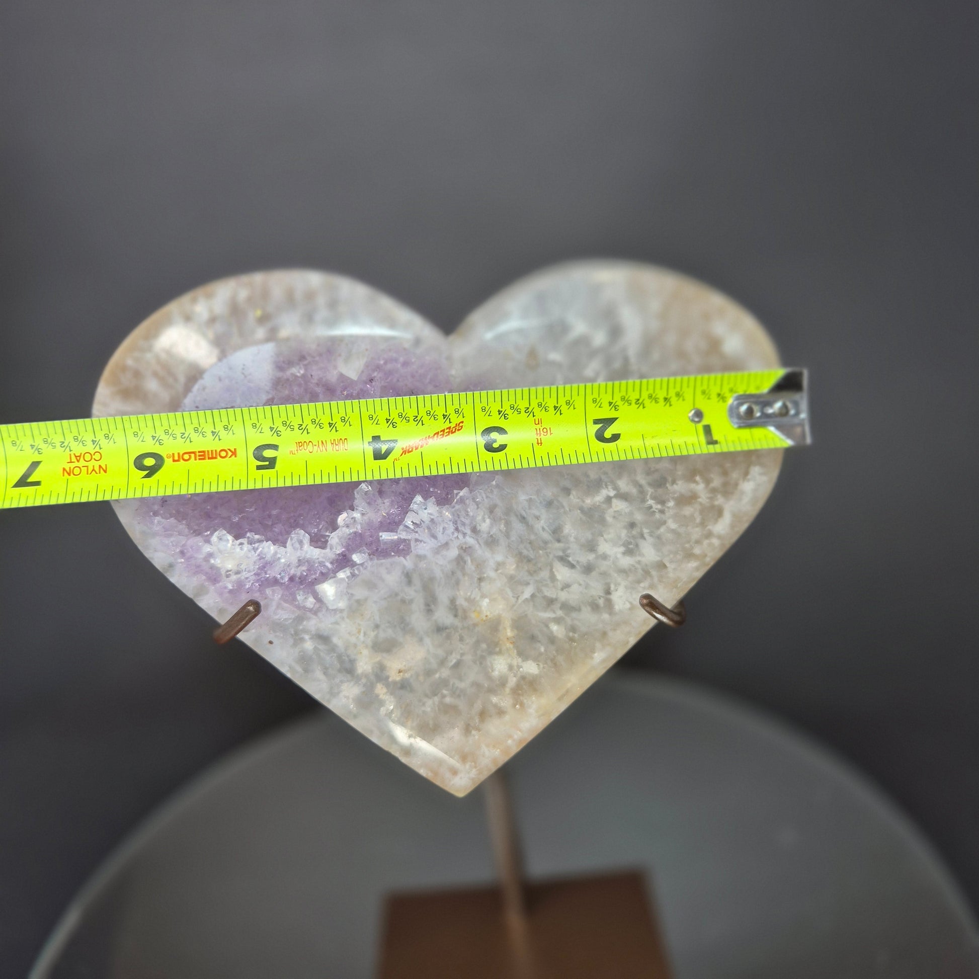 Druzy Amethyst with Agate Heart on Stand Crystal Hoarder