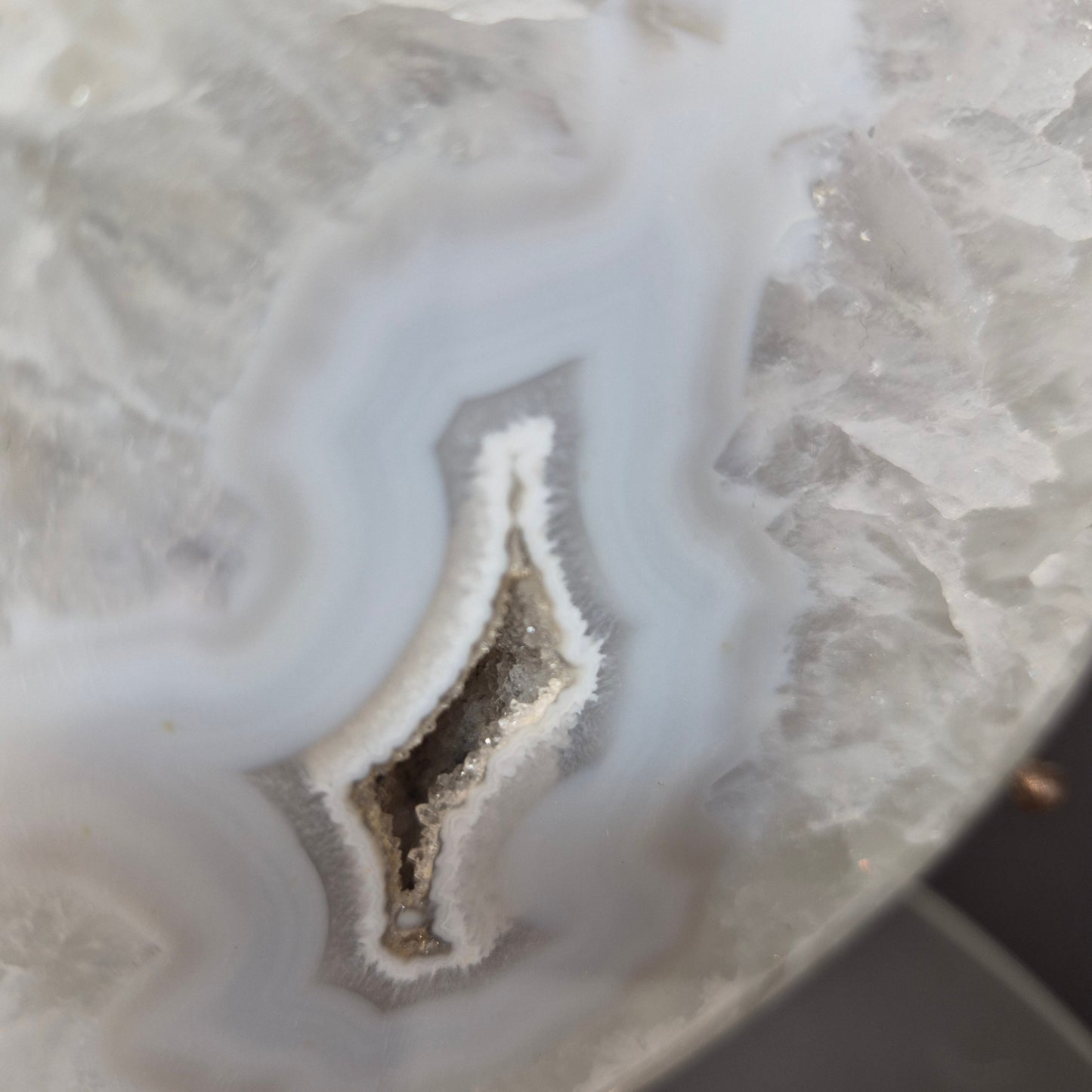 Blue Banded Agate Heart with Druzy Crystal Hoarder