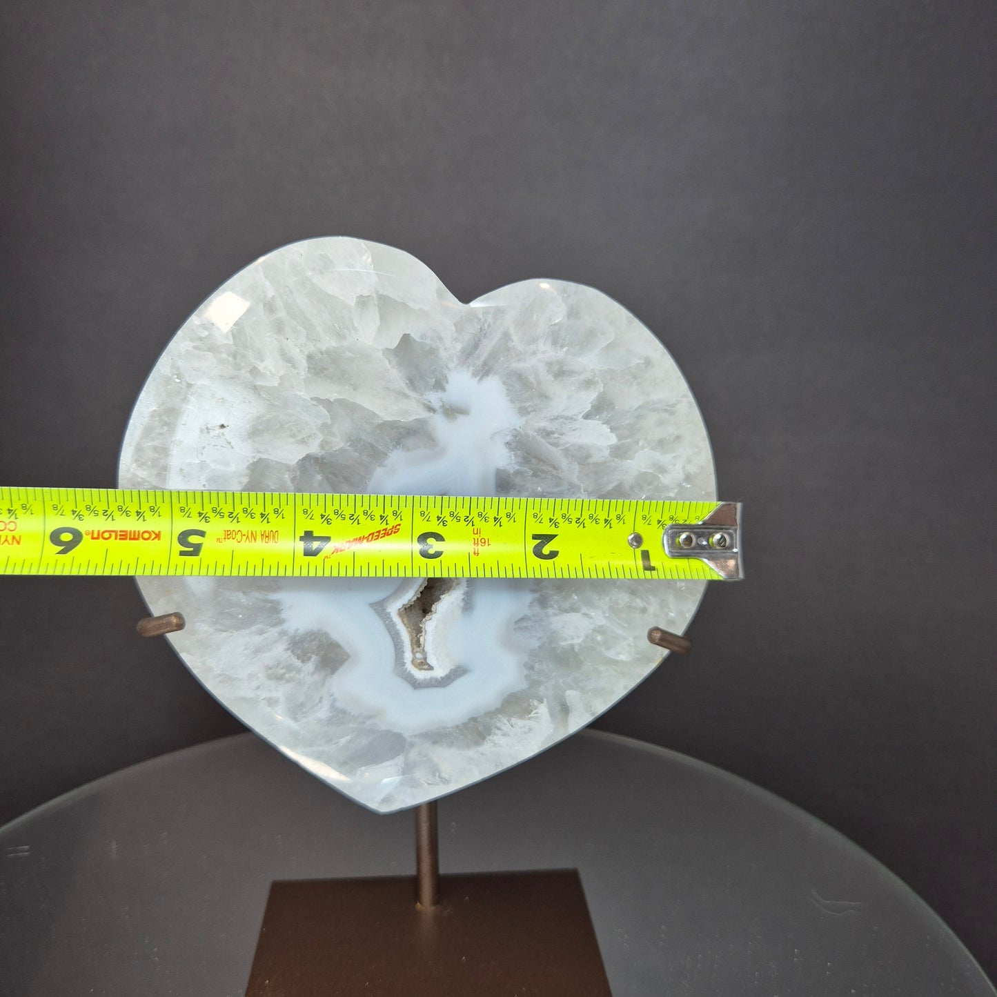 Blue Banded Agate Heart with Druzy Crystal Hoarder