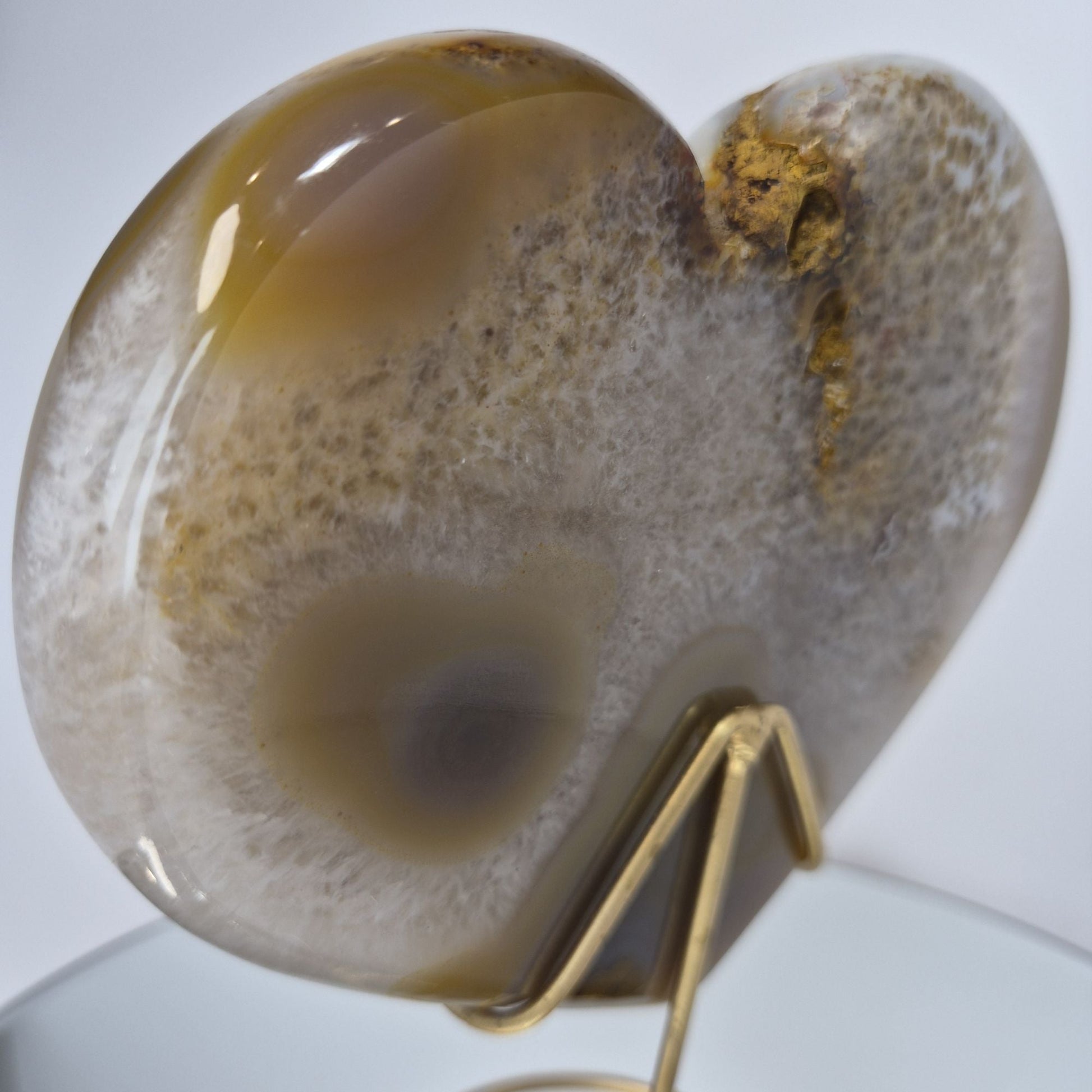 Druzy Lavender Amethyst Heart with Brown Agate - Super Rare Stalactite Eye Formation with Heamtite Crystal Hoarder