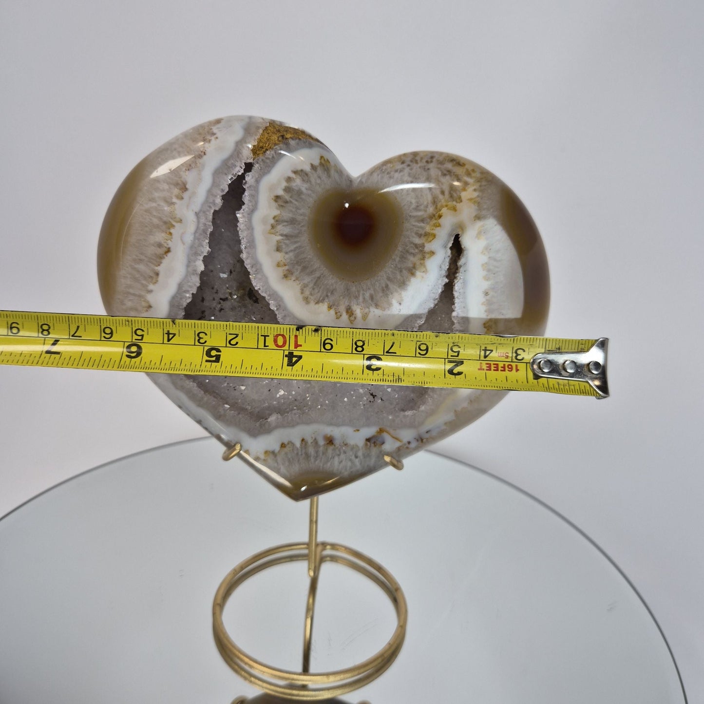 Druzy Lavender Amethyst Heart with Brown Agate - Super Rare Stalactite Eye Formation with Heamtite Crystal Hoarder