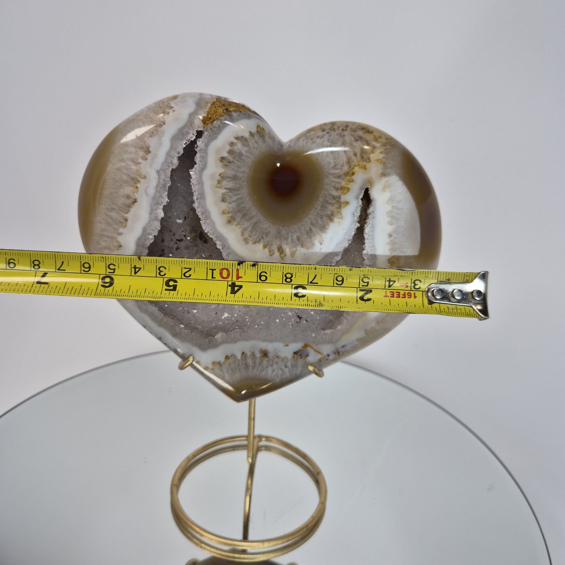 Druzy Lavender Amethyst Heart with Brown Agate - Super Rare Stalactite Eye Formation with Heamtite Crystal Hoarder