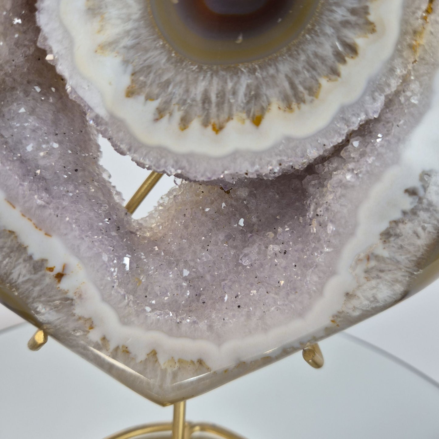 Druzy Lavender Amethyst Heart with Brown Agate - Super Rare Stalactite Eye Formation Crystal Hoarder