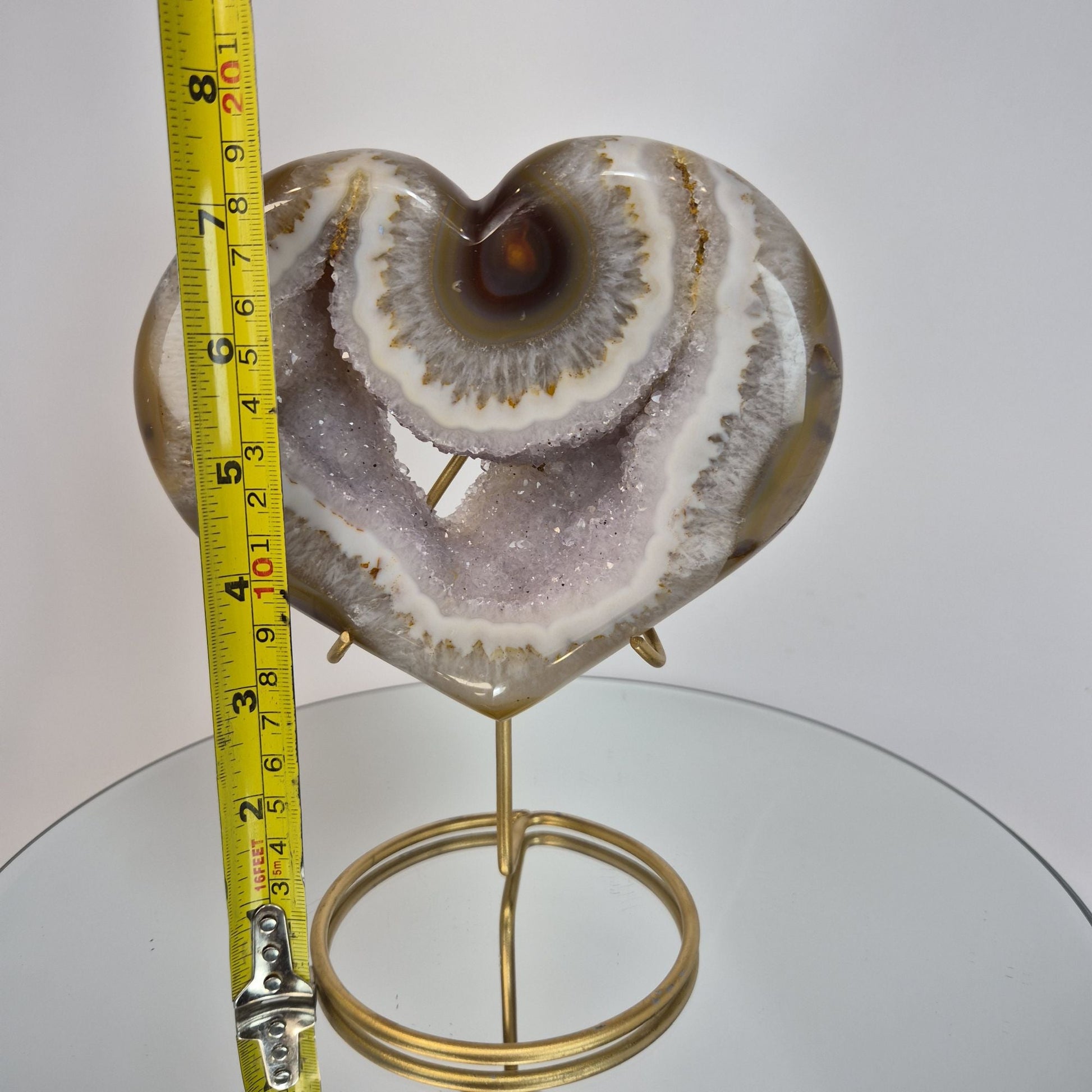 Druzy Lavender Amethyst Heart with Brown Agate - Super Rare Stalactite Eye Formation Crystal Hoarder