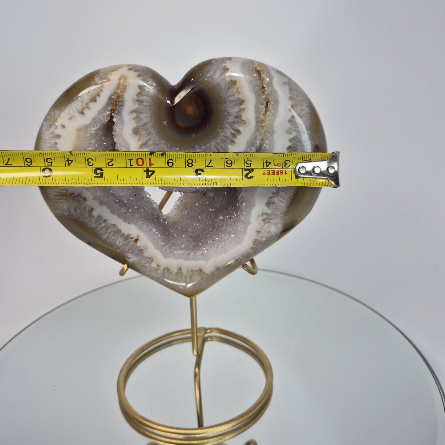 Druzy Lavender Amethyst Heart with Brown Agate - Super Rare Stalactite Eye Formation Crystal Hoarder