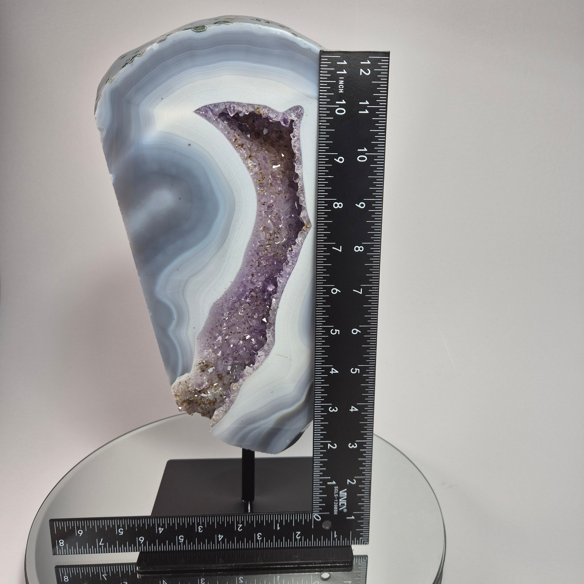 Amethyst Statement Piece with Blue Banded Agate - Brazil Crystal Hoarder