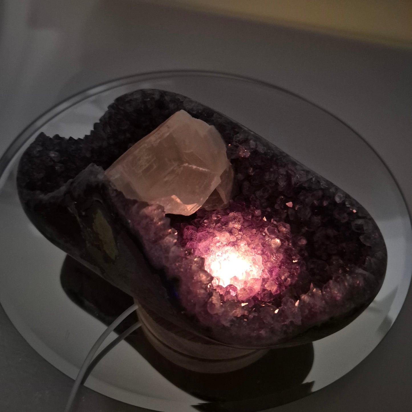 Super Rare Amethyst Boat formation with Calcite Bridge - 3.535 lbs One of a Kind Statement Crystal Specimen Crystal Hoarder