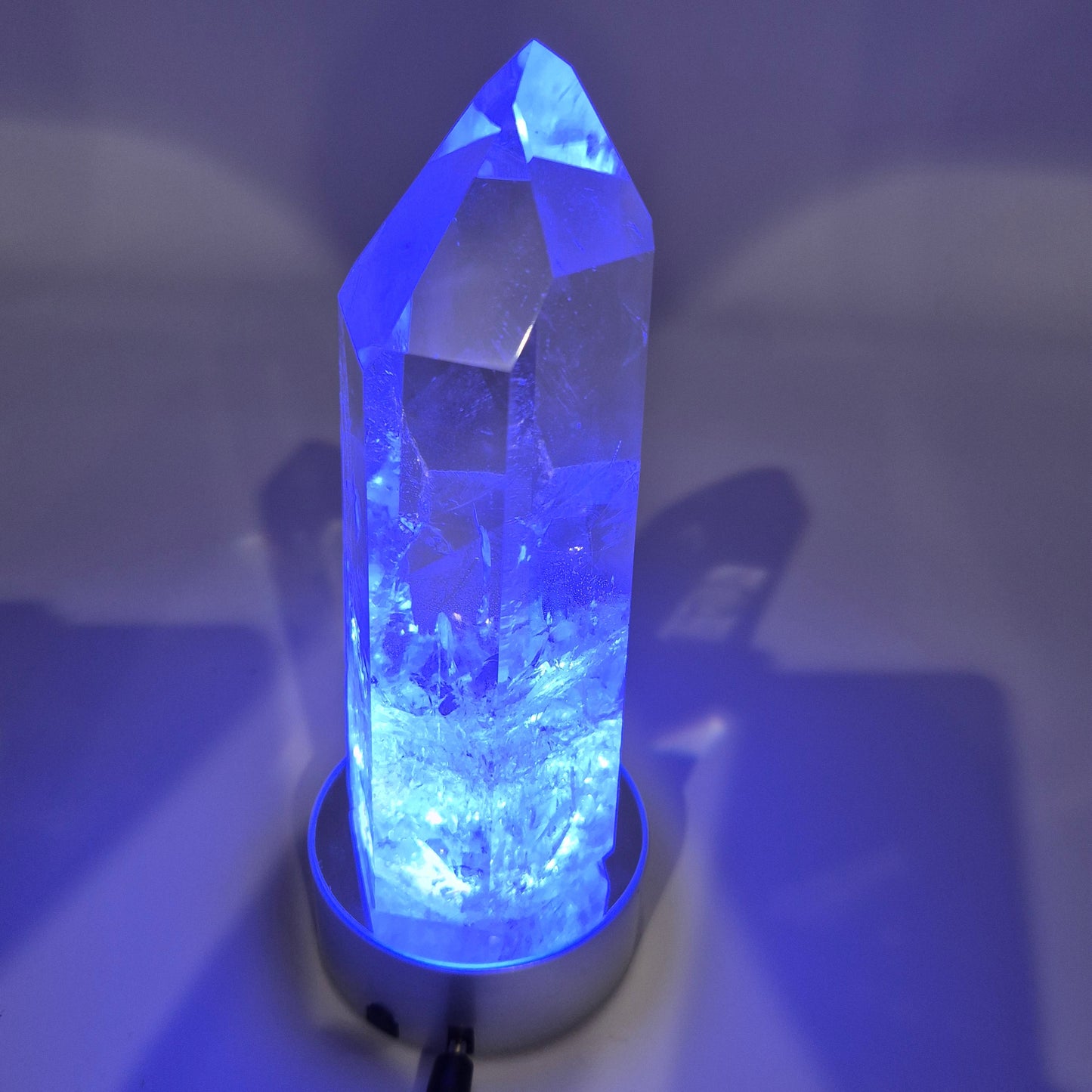 LED Crystal Light Base - 3in Metal Display Stand (Multi-Color LED) Crystal Hoarder