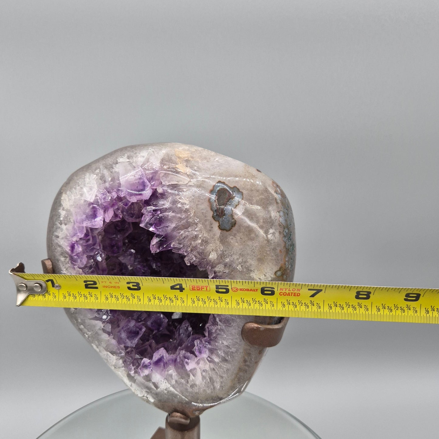 AAA+ Fully Polished Amethyst with Blue Agate - Uruguay Amethyst on Spinning Stand - 11in Crystal Display - 7.48 lbs Crystal Hoarder