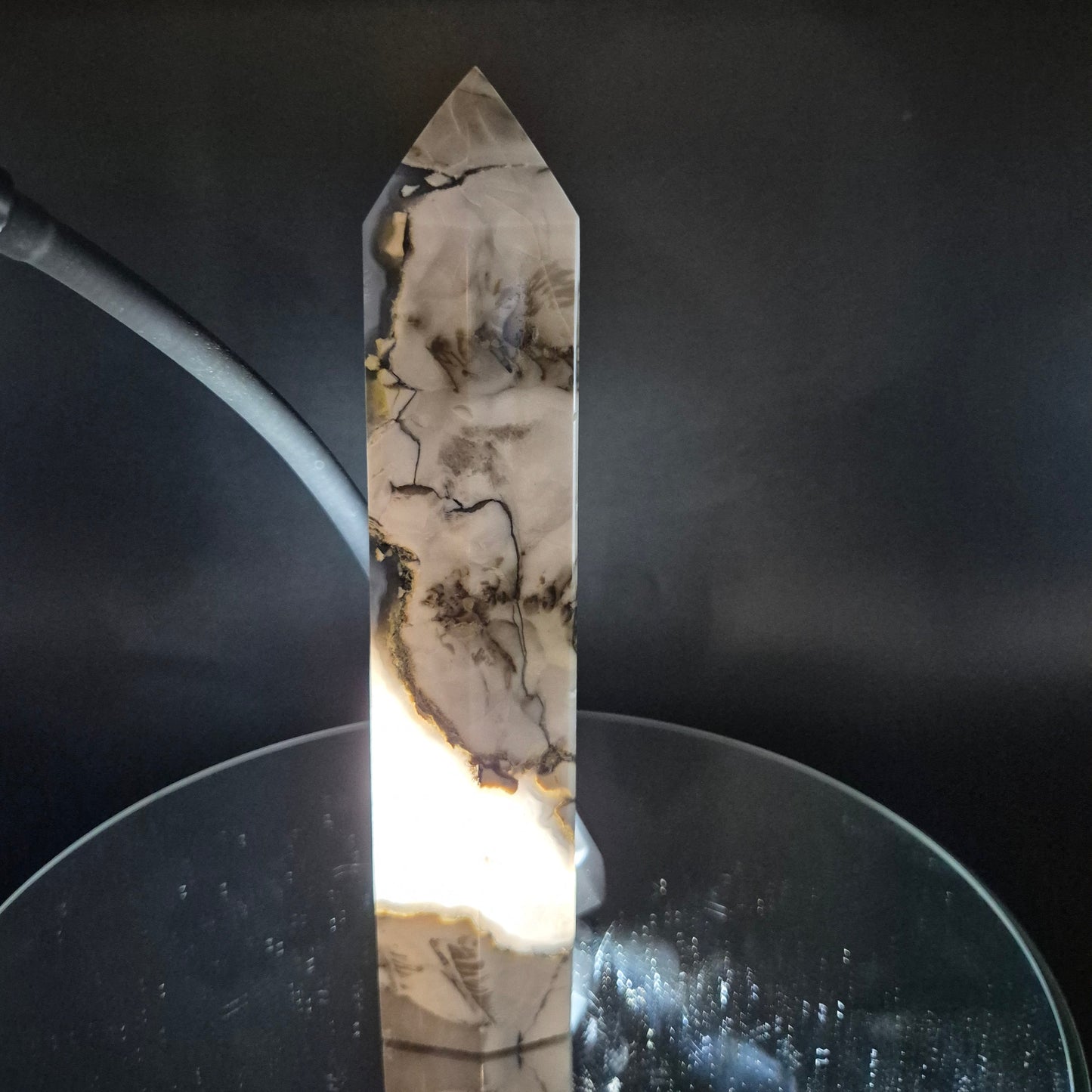 AAA+ Agate in Quartz Tower - 9 x 2.5in, 2.16 lbs - Display Crystal, Collector Tower, Home Decor Crystal Hoarder