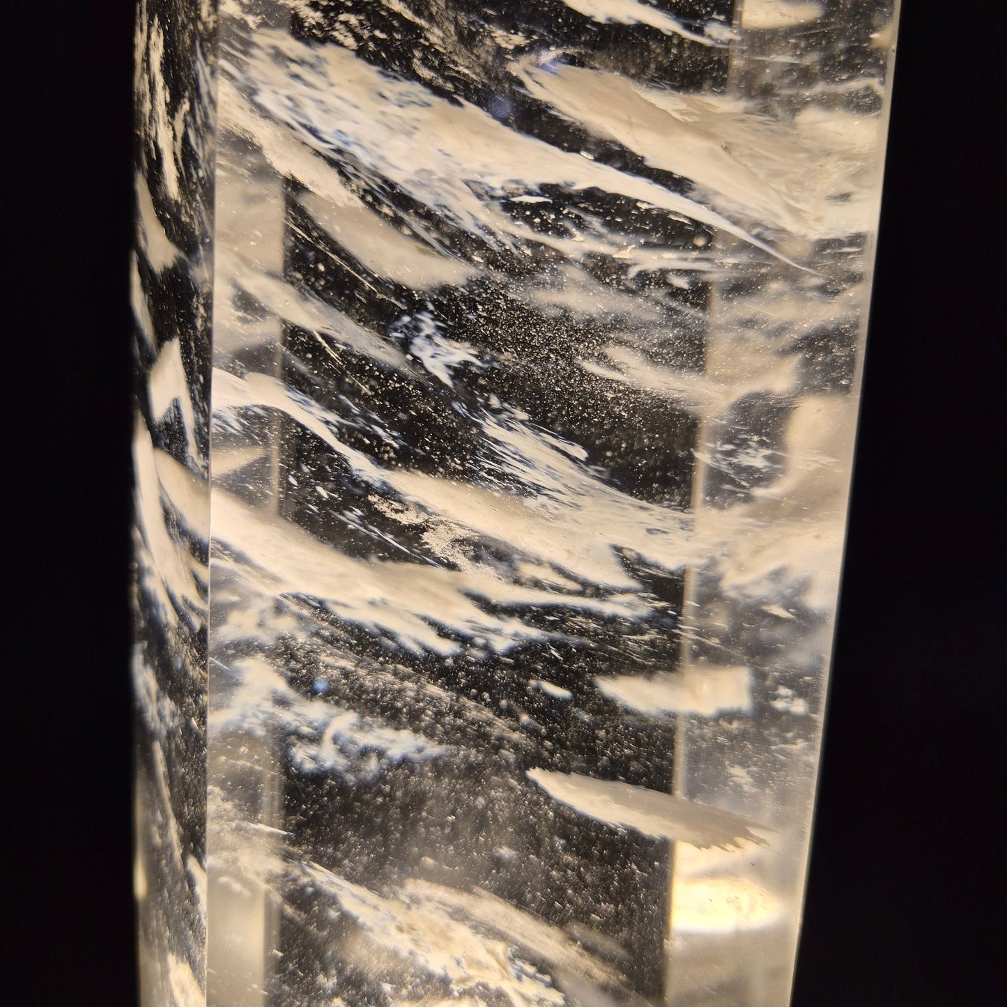 Huge Clear Quartz Tower with White Cloud Inclusions - Man Made Smelted Quartz - 20.79 lbs - 17in x 6in - Optional Light Base Crystal Hoarder