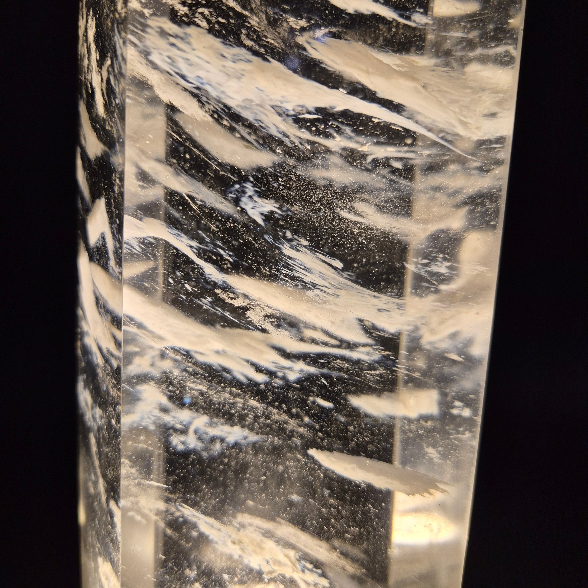 Huge Clear Quartz Tower with White Cloud Inclusions - Man Made Smelted Quartz - 20.79 lbs - 17in x 6in - Optional Light Base Crystal Hoarder