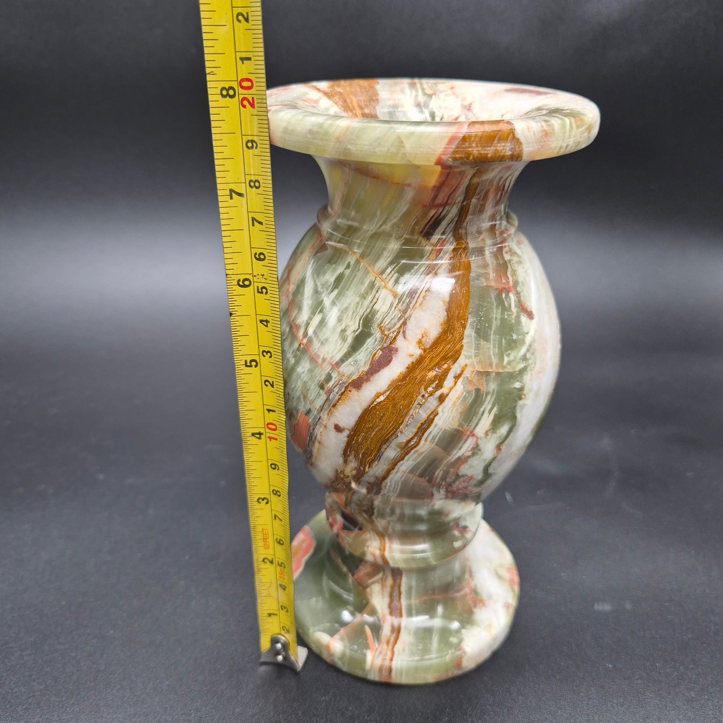 8 inch Polished Green Onyx Vase | Natural Stone Vase |  Hand Carved Onyx Vessel | Choose 1 of 2 | 4.5lbs