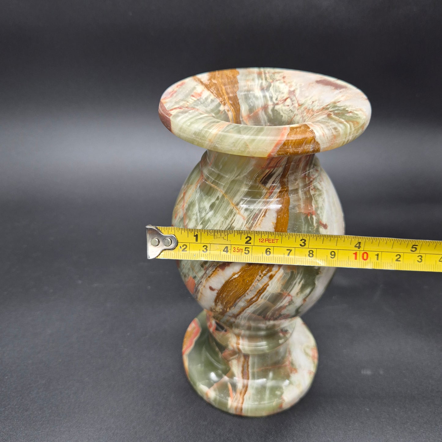 8 inch Polished Green Onyx Vase | Natural Stone Vase |  Hand Carved Onyx Vessel | Choose 1 of 2 | 4.5lbs