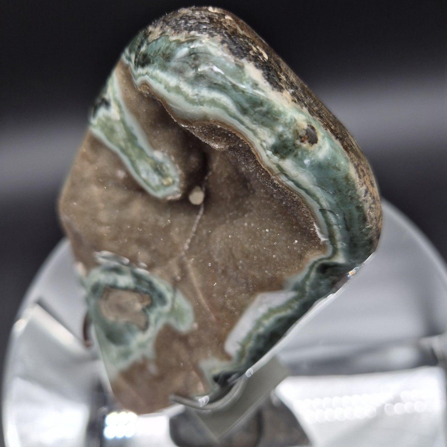AAA+ Druzy with Green Stalactites and Calcite Ball Uruguay 2.89 lbs Crystal Hoarder