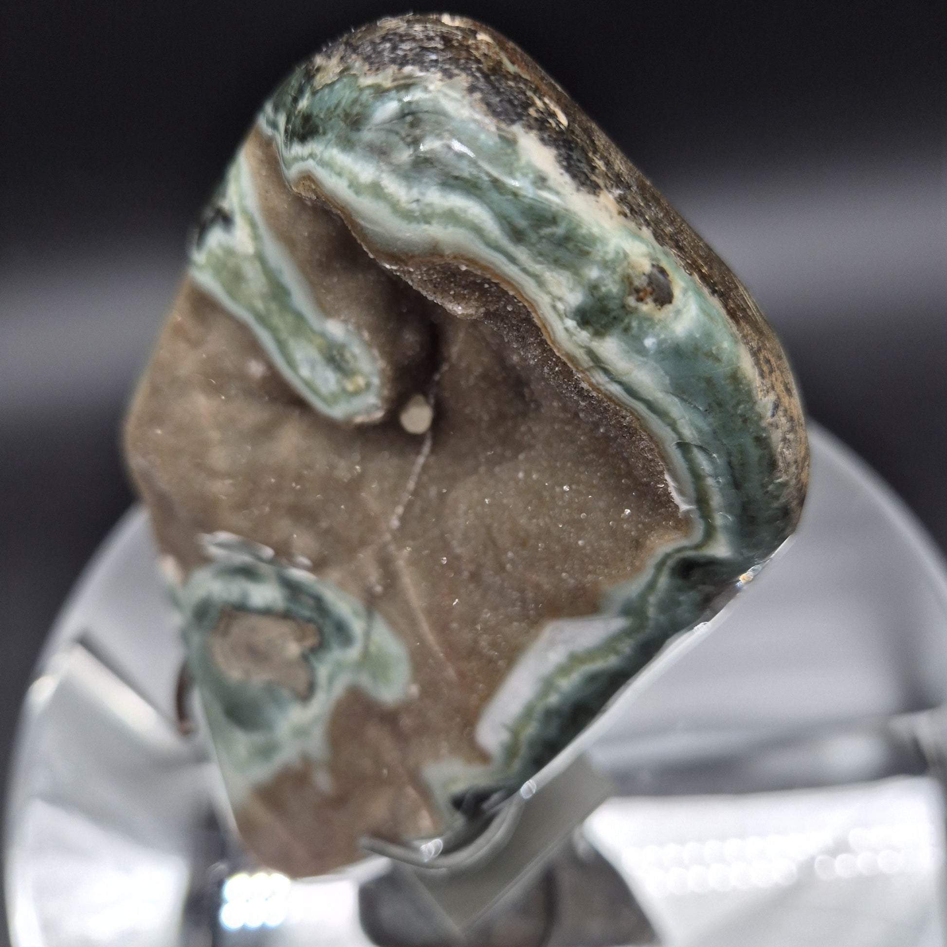 AAA+ Druzy with Green Stalactites and Calcite Ball Uruguay 2.89 lbs Crystal Hoarder