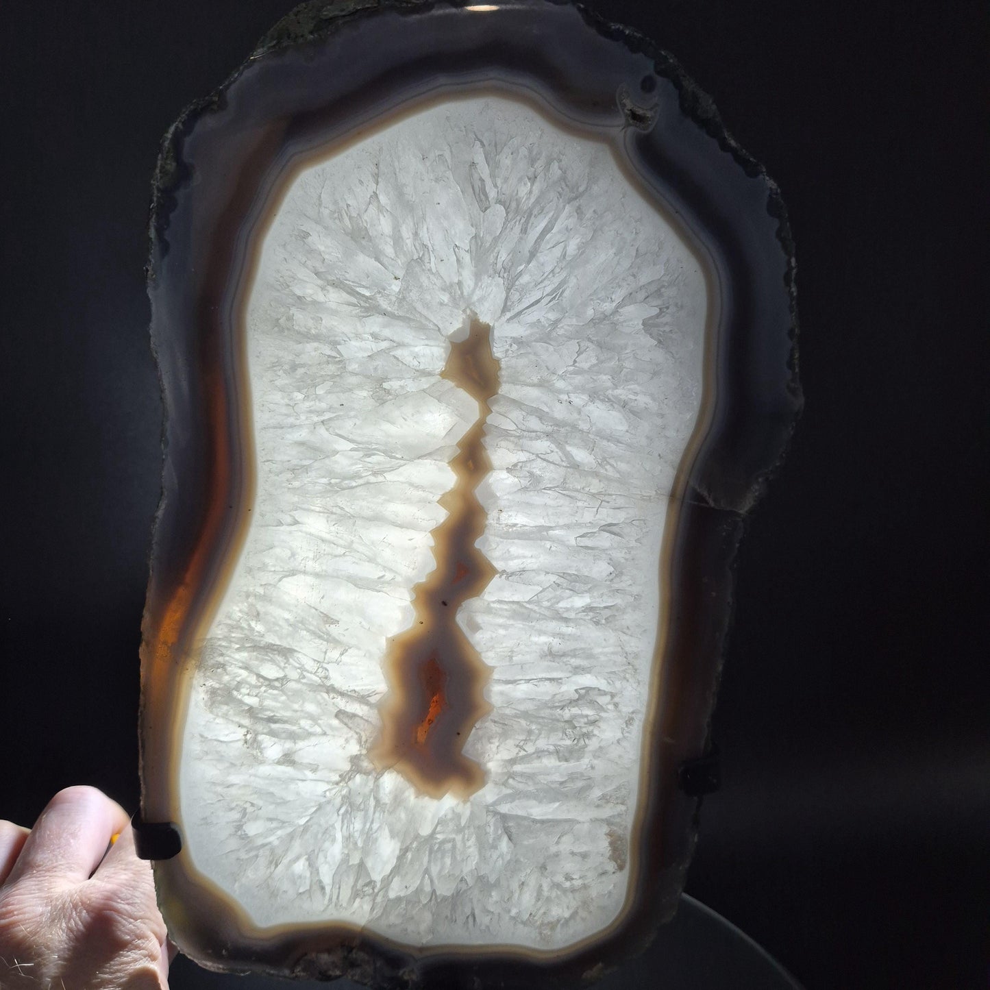 Polished Quartz Blue Banded Agate Backlit Slab Brazil 10.58 lbs 15x7x1.5 Large Statement Crystal Crystal Hoarder