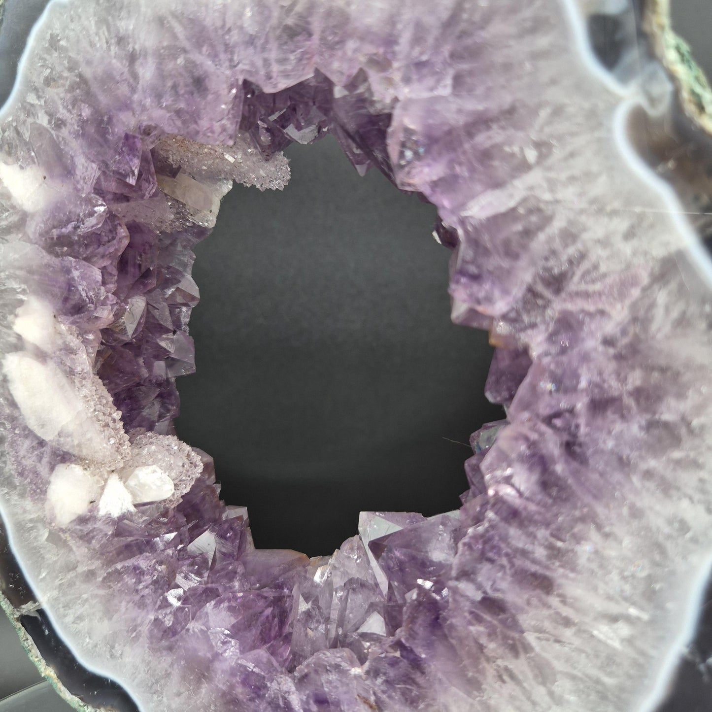 Super Rare AAA+ Amethyst Portal with UV Reactive Calcite Quartz Blue Agate Brazil 5.07 lbs 9.5x7.5x1.5 Collector Crystal Crystal Hoarder