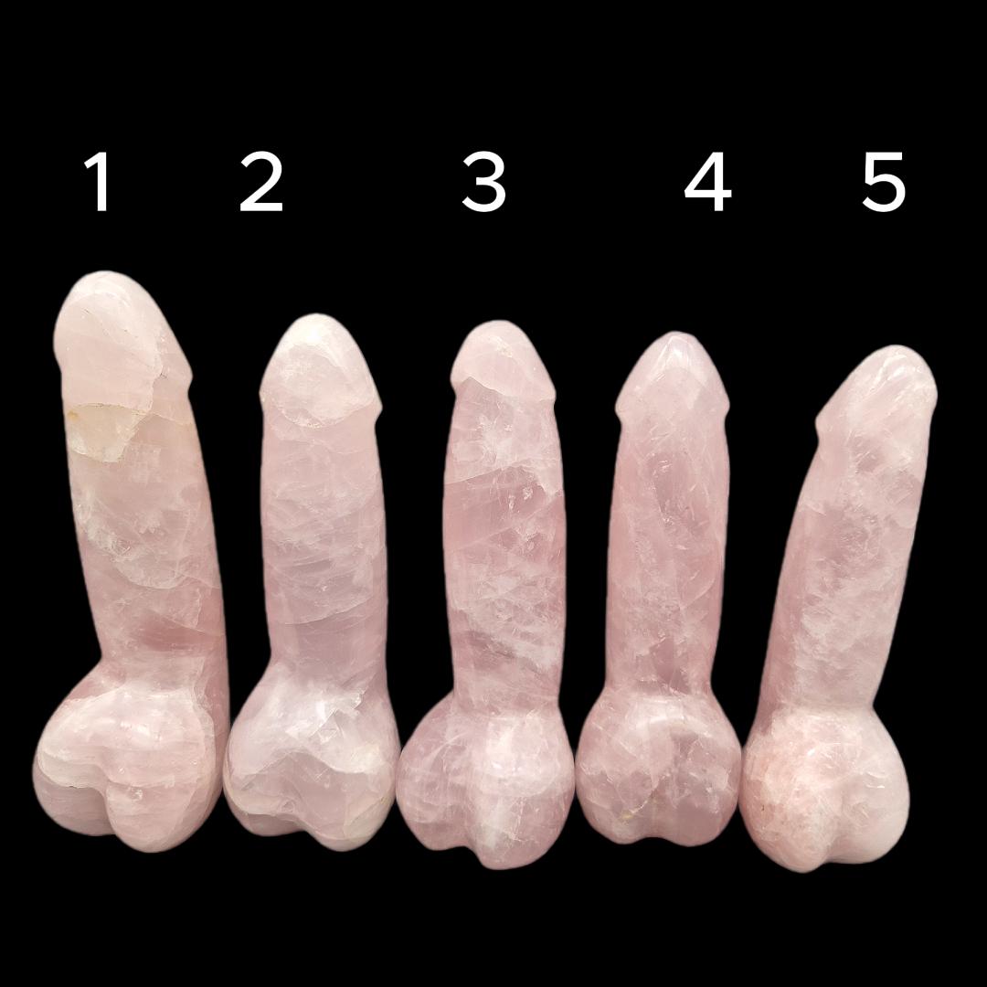 Rose Quartz Penis Sculpture Set | Hand Carved Crystal Collection | Funny Gift | Pink Crystal Decor | Meet the C’s Series Crystal Hoarder