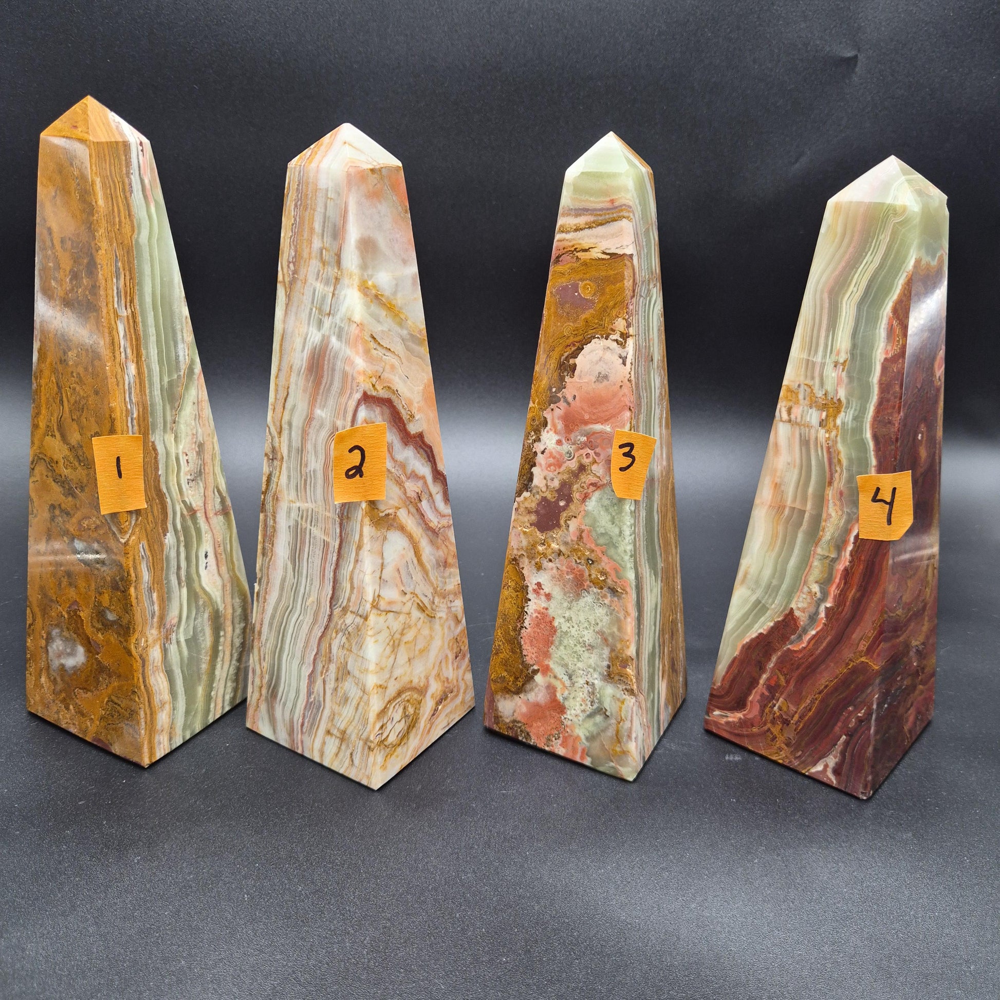 10 inch Polished Green Onyx Tower | Natural Onyx Crystal Point | Green Stone Decor | 4 Available | 4.5lbs Crystal Hoarder
