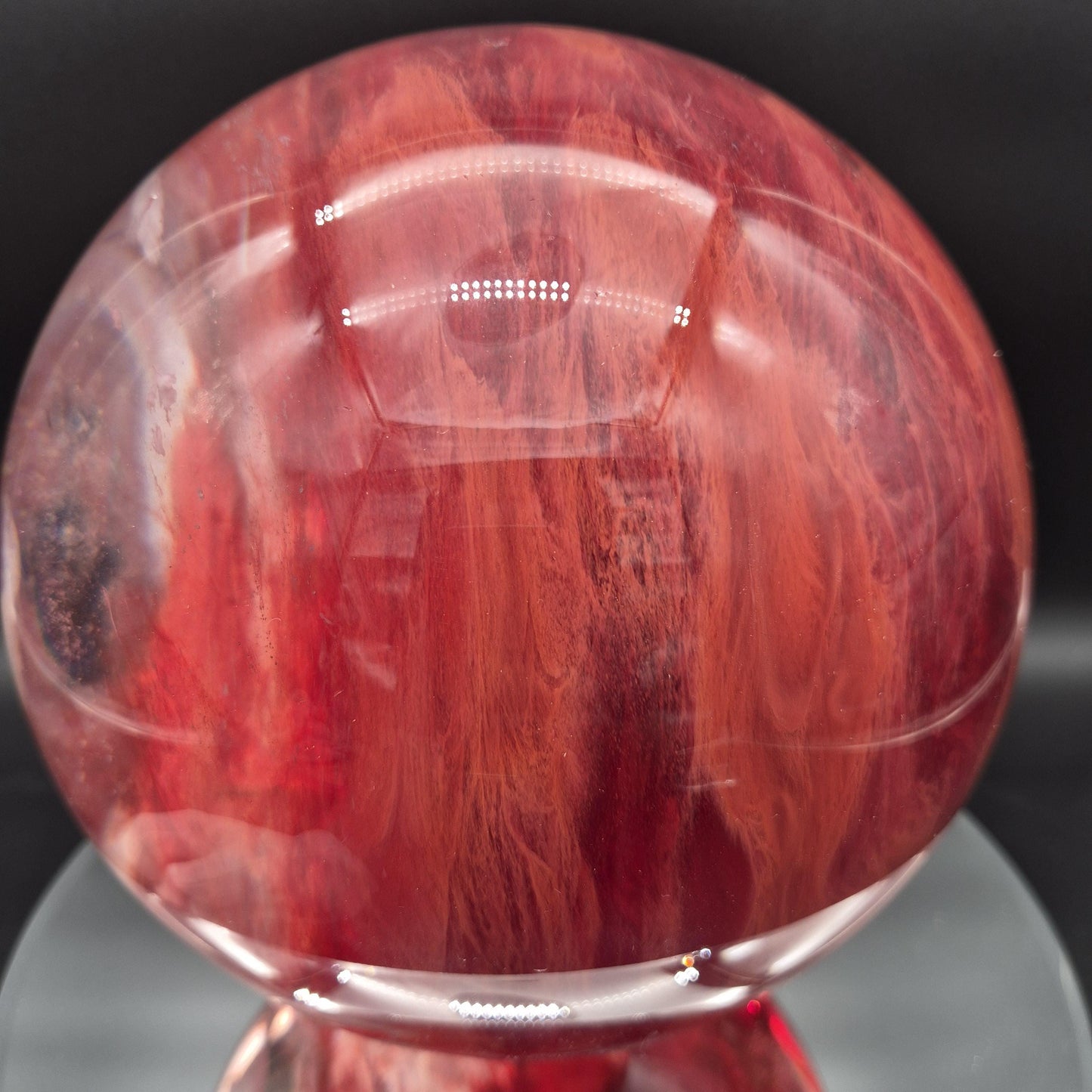 Huge AAA+ Red Smelt Quartz Sphere 27 lbs - 8in (203mm) Crystal Ball - Massive Deep Red Sphere - Optional LED Light Base Crystal Hoarder