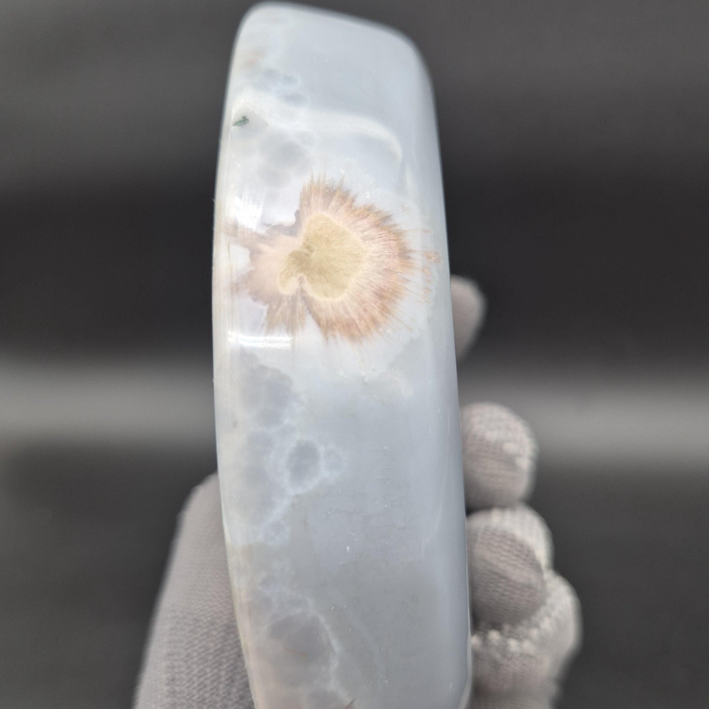 AAA+ Blue Banded Agate Quartz Bowl Brazil 5.5x5x1 1.5 lbs - Can be Backlit Crystal Hoarder