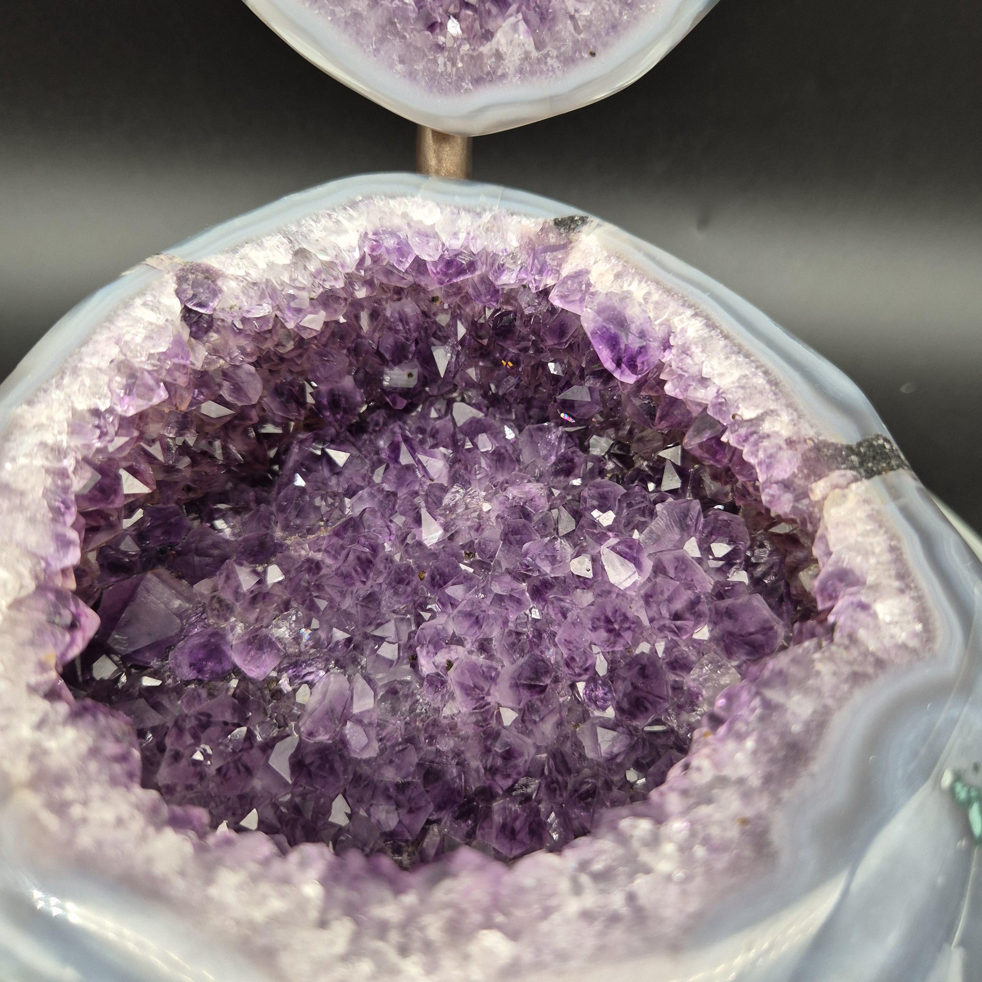 AAA Plus Amethyst Geode Jewelry Box Blue Banded Agate Decorative Crystal Display Piece 8.95 lb 8x7.5x6 Crystal Hoarder
