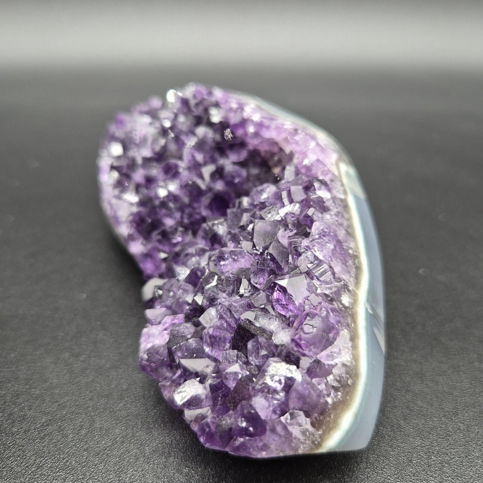 AAA+ Super Dark Amethyst with Blue Agate Freeform - Uruguay Specimen - 6 x 3in - 1.42 lbs - Collector Crystal Display Crystal Hoarder