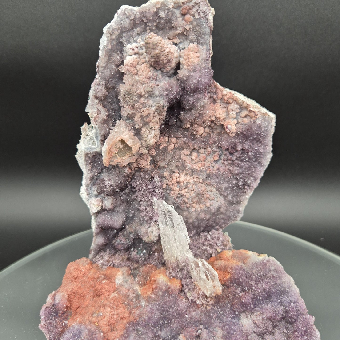 Zeolite Amethyst with Selenite Gypsum Brazil Crystal Sculpture 1.94 lb 7x6x4 Natural Mineral Specimen Crystal Hoarder