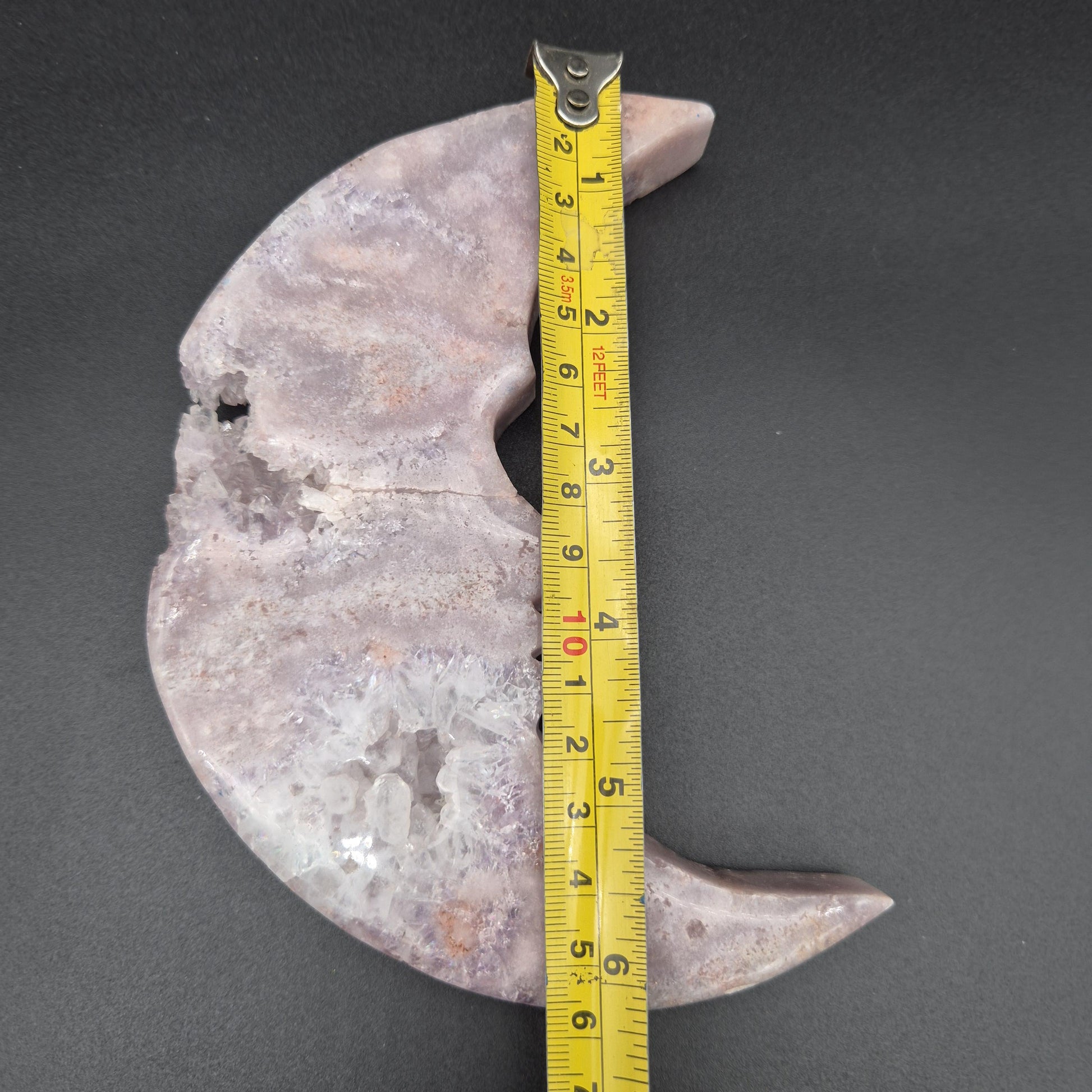 AAA+ Druzy Pink Amethyst Crescent Moon Face Carving | Brazilian Crystal Display | .95 lbs Crystal Hoarder