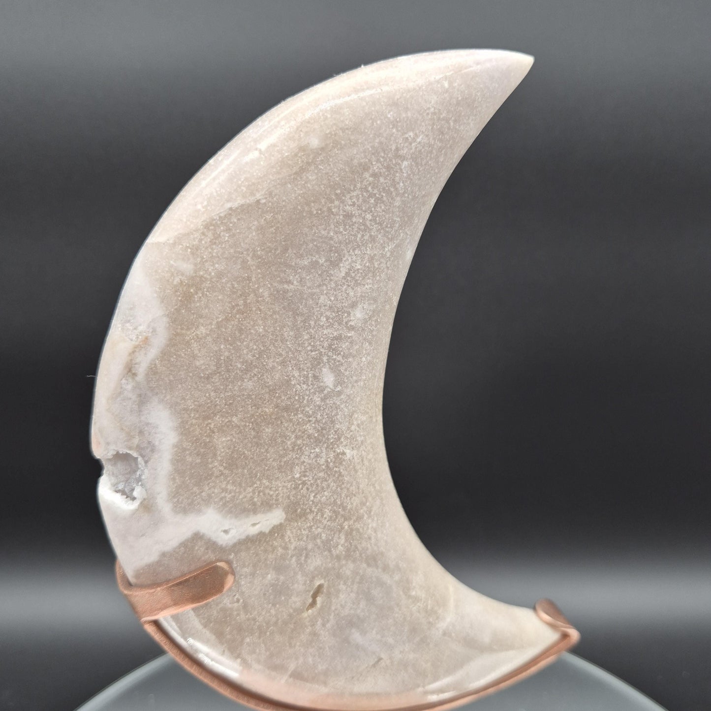 AAA+ Pink Amethyst Moon - Brazil - 2.29 lbs - 10 x 5.5in - Hand Carved Crystal Crescent - Rare Pastel Amethyst Decor Crystal Hoarder