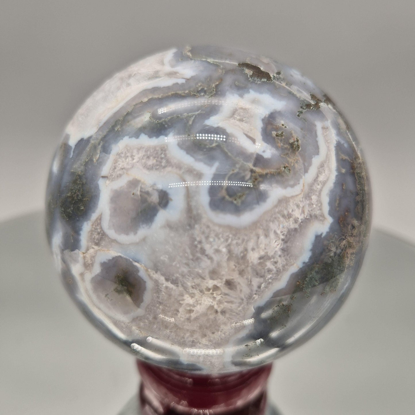 Perfect Moss Agate Sphere with Quartz – Nature Scene Crystal Sphere Crystal Hoarder