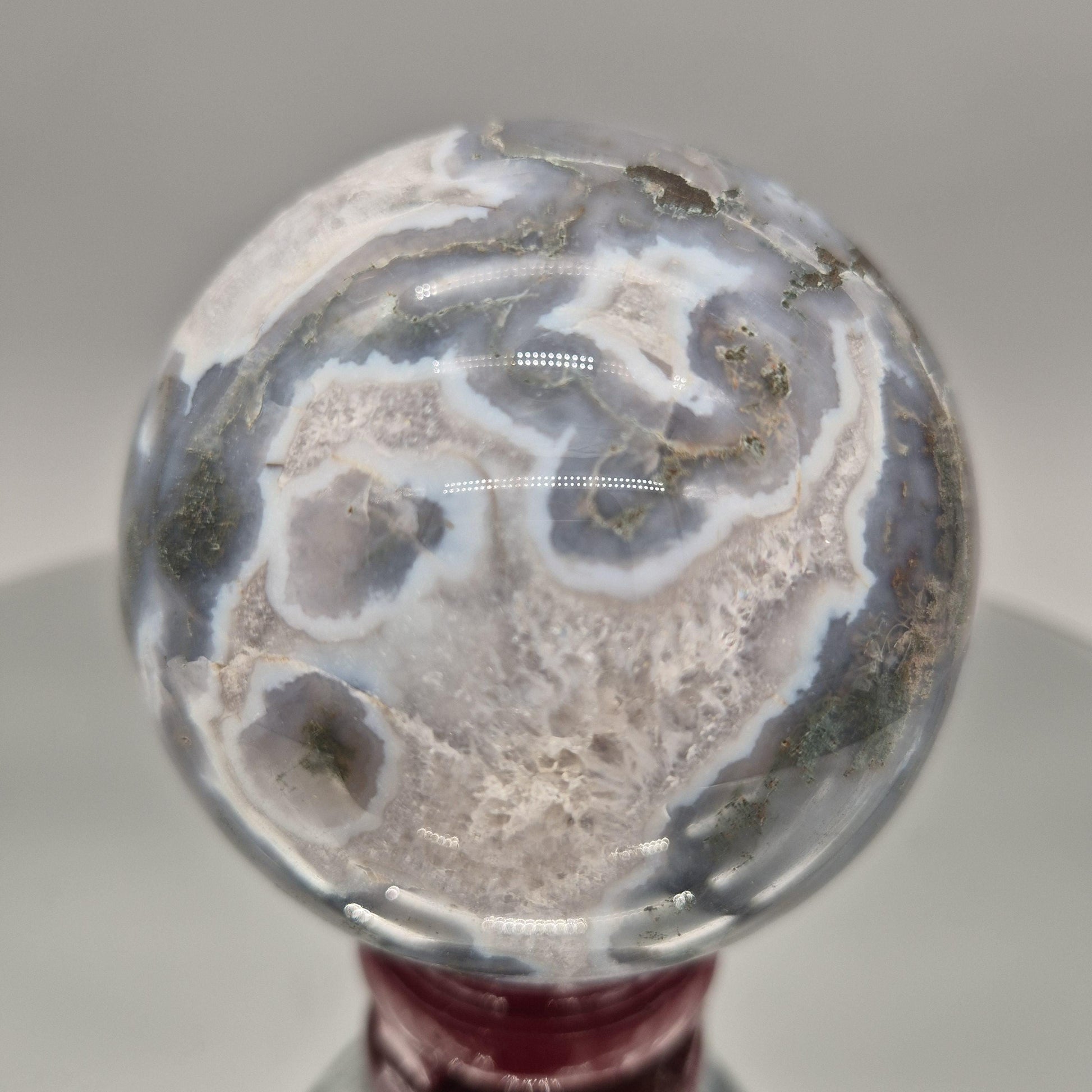 Perfect Moss Agate Sphere with Quartz – Nature Scene Crystal Sphere Crystal Hoarder