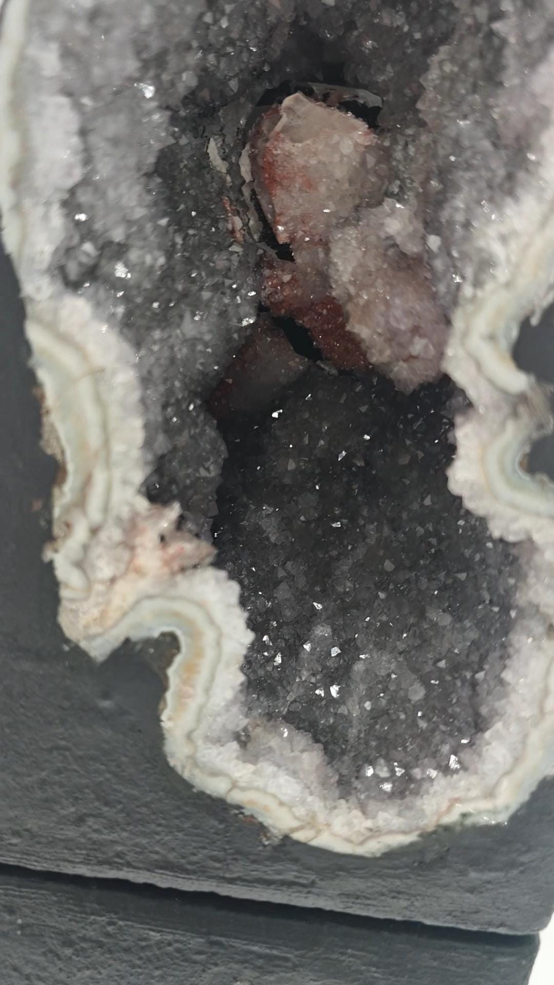 Very Rare Deep Druzy Amethyst with Calcite and Red and Black Hematite - Brazilian Mineral Specimen - 24.8 lbs Crystal Hoarder