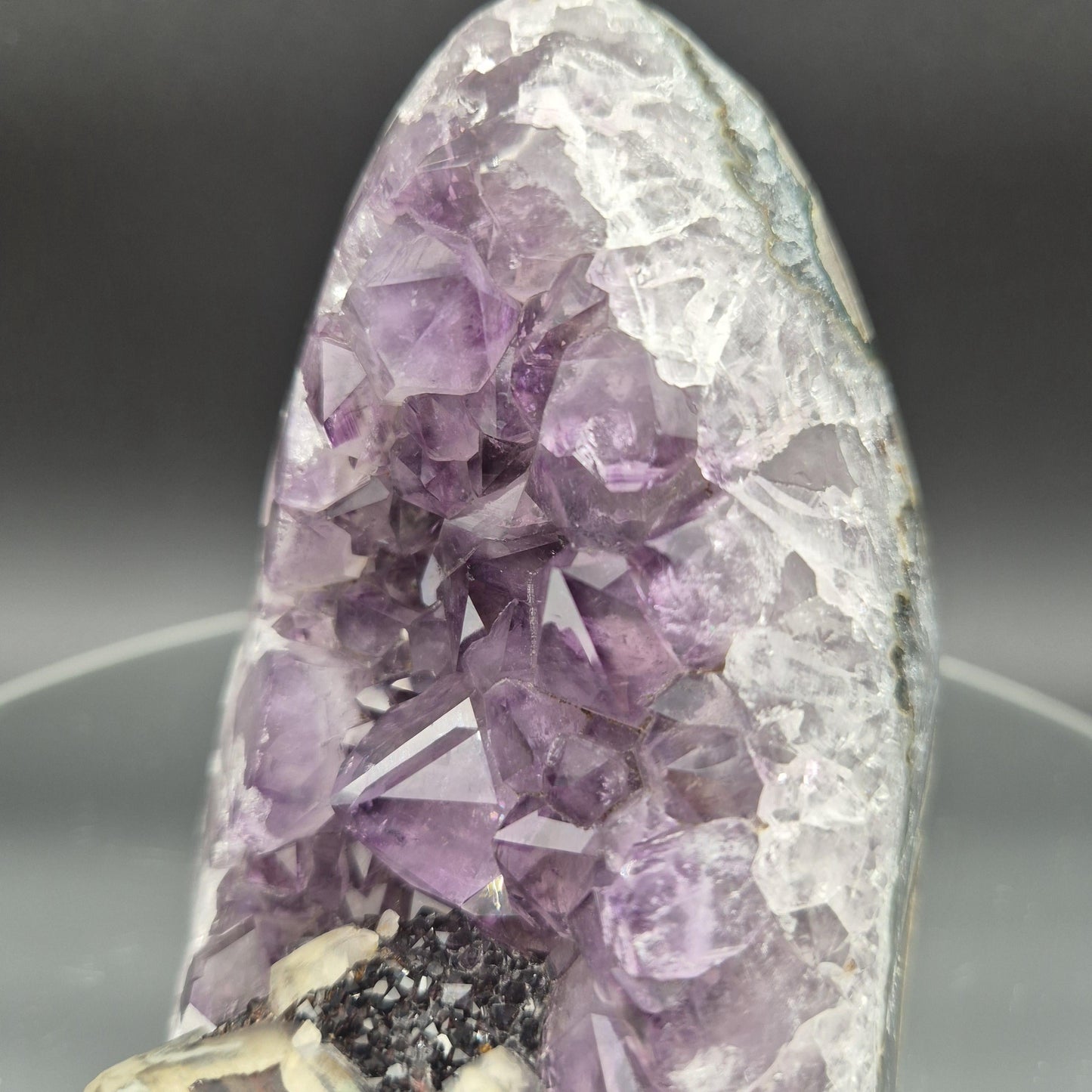 Rare Amethyst with Black Hematite & UV Reactive Calcite | Brazilian Mineral Specimen | 3.24 lb Collector Crystal Crystal Hoarder