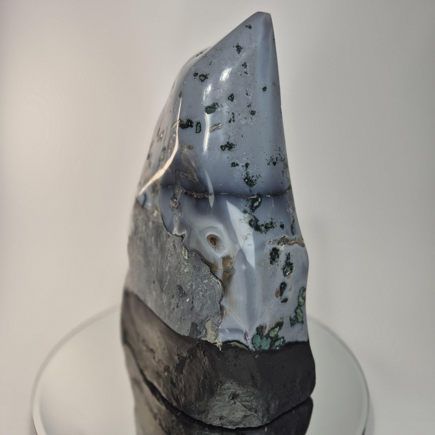 Galaxy Amethyst Druzy Cathedral with Blue Banded Agate Crystal Hoarder