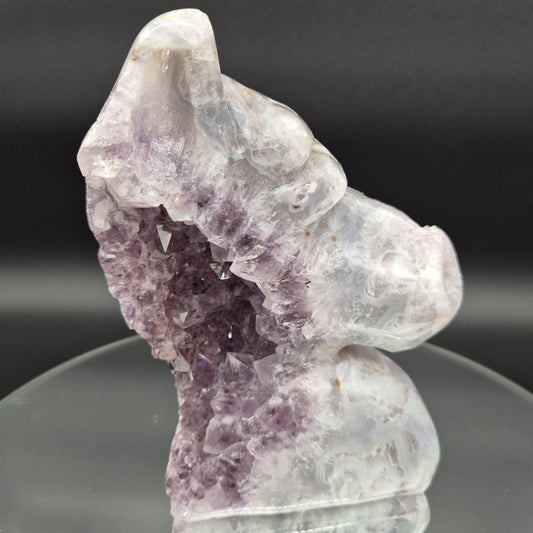 AAA+ Hand Carved Amethyst Horse - Brazilian Amethyst Sculpture - 3.77 lbs, 7 x 5in - Natural Crystal Carving Crystal Hoarder