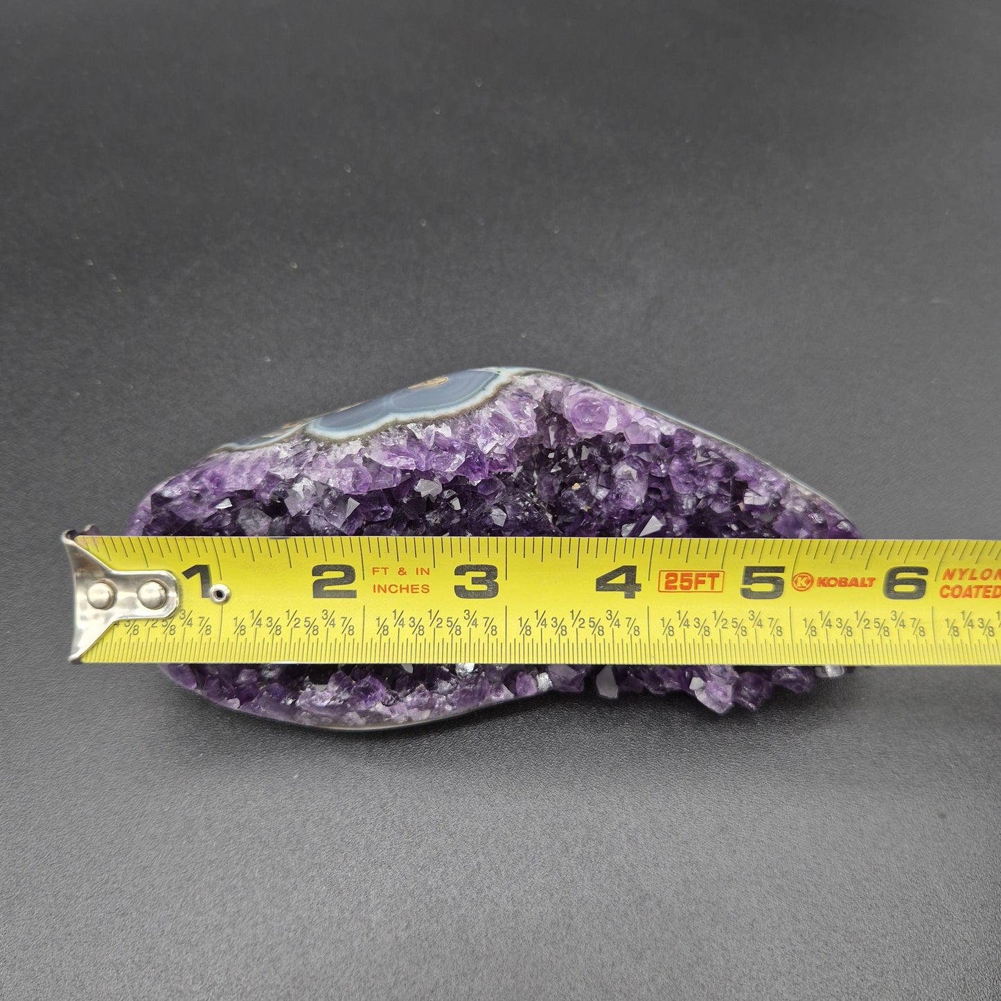 AAA+ Super Dark Amethyst with Blue Agate Freeform - Uruguay Specimen - 6 x 3in - 1.42 lbs - Collector Crystal Display Crystal Hoarder