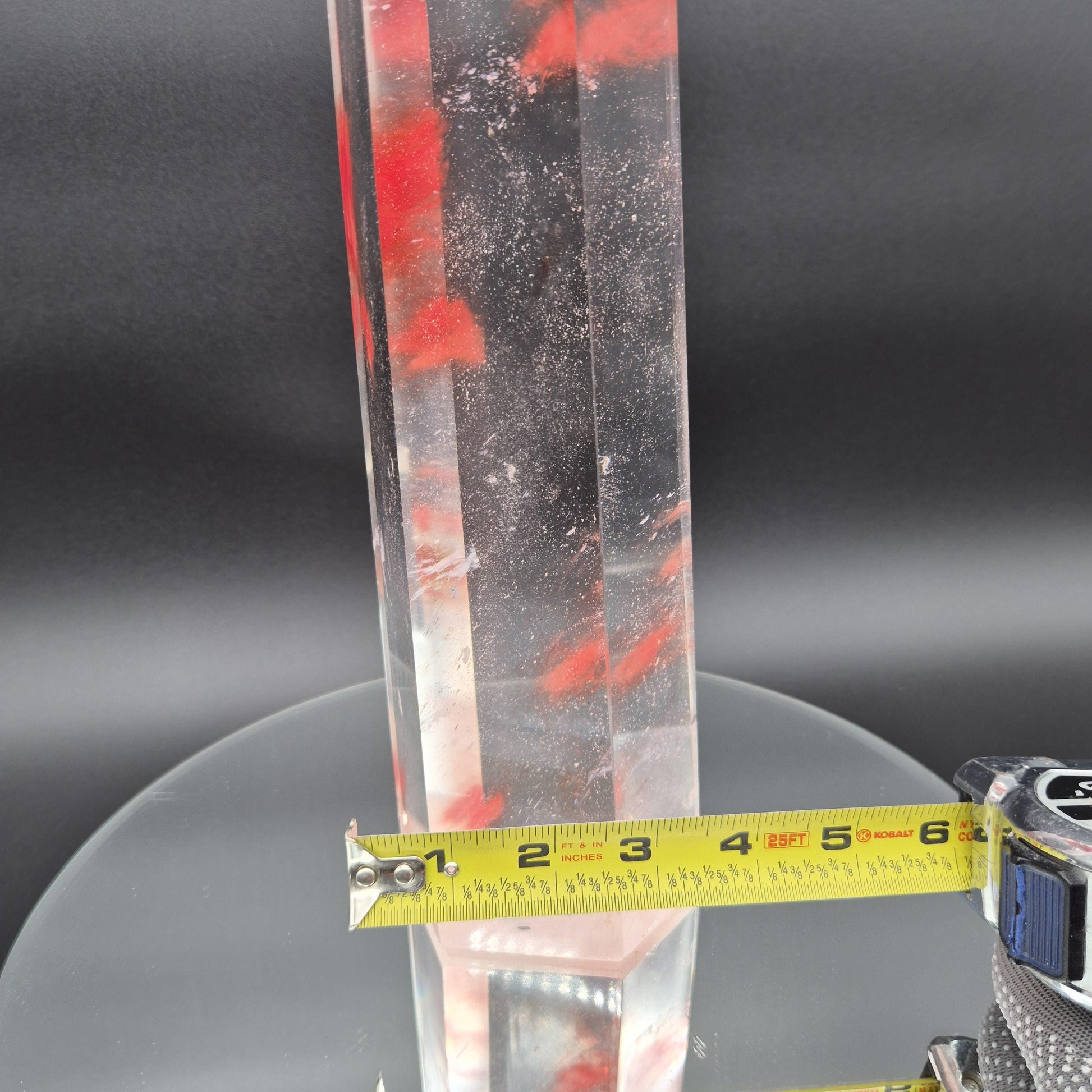 Rare Smelting Quartz Tower with Red Cloud Inclusions - Clear Quartz Crystal Tower - Natural Formation Specimen - 6.52 lbs | 13.5in Tall Crystal Hoarder
