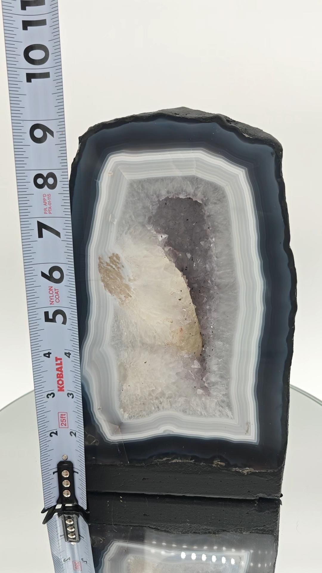 AAA+ Amethyst Cathedral with Blue Banded Agate & UV Reactive Calcite - Brazilian Amethyst Geode Crystal Hoarder