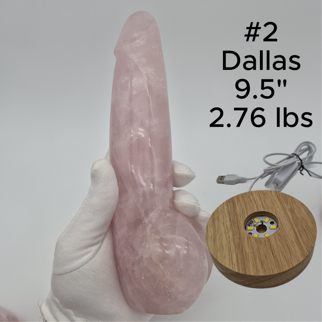 Rose Quartz Penis Sculpture - Unique Hand-Carved Crystal Art Optional LED Display Stand Crystal Hoarder