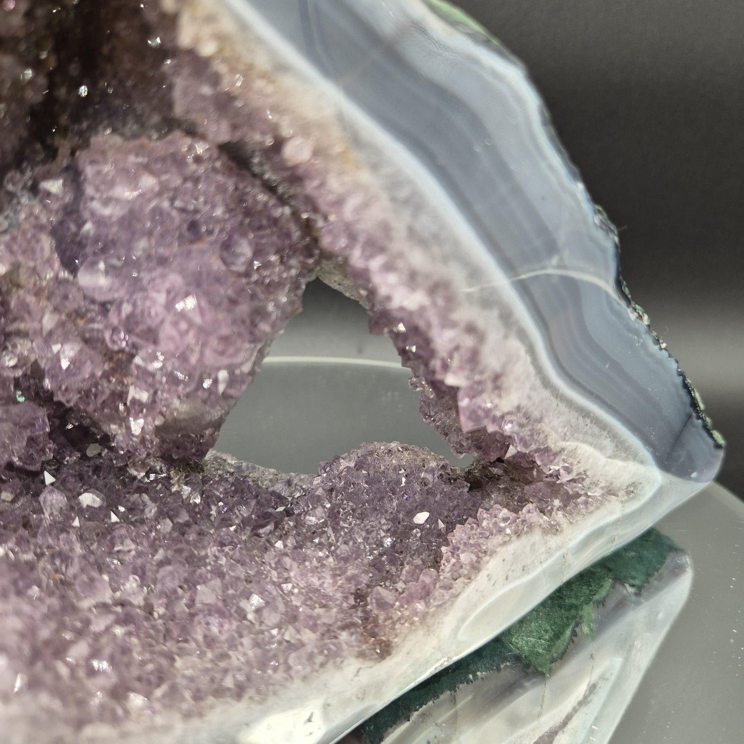 AAA+ Super Unique Amethyst with Blue Banded Agate Formation Brazil 5.87 lbs 9x7x5 Collector Crystal Crystal Hoarder