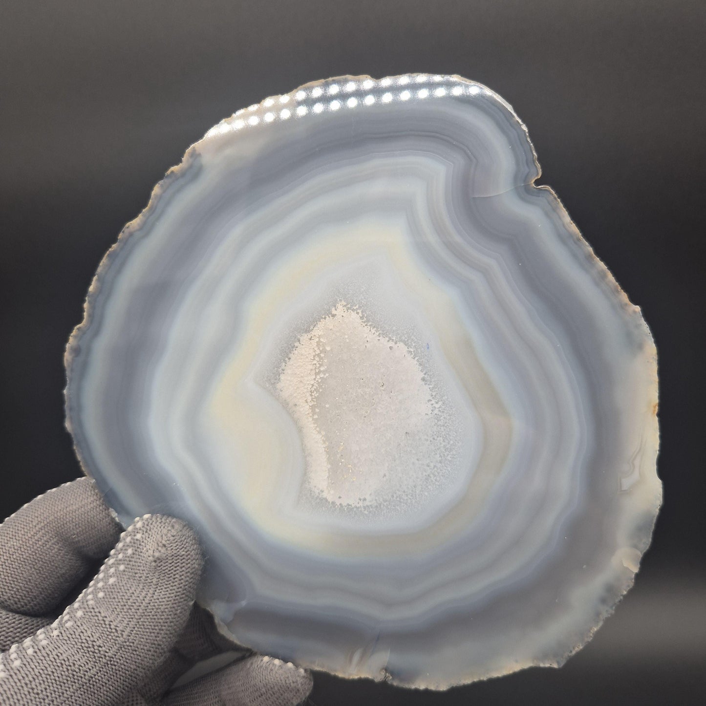 Natural Agate Slices - Set of 3 | 5.5in & 6in Large Translucent Quartz | Polished Crystal Decor | 1.33 lbs Crystal Hoarder