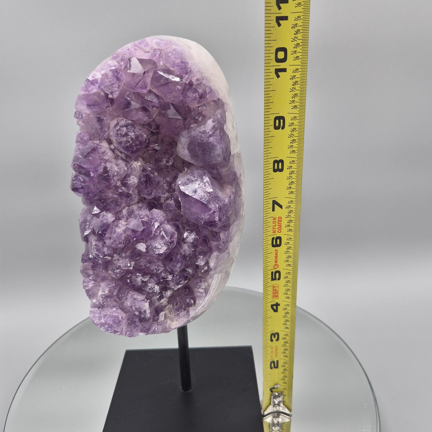 Large Polished Amethyst Cluster on Stand - Brazilian Amethyst Crystal Display - 10.5in Statement Piece - 6.41 lbs Crystal Hoarder