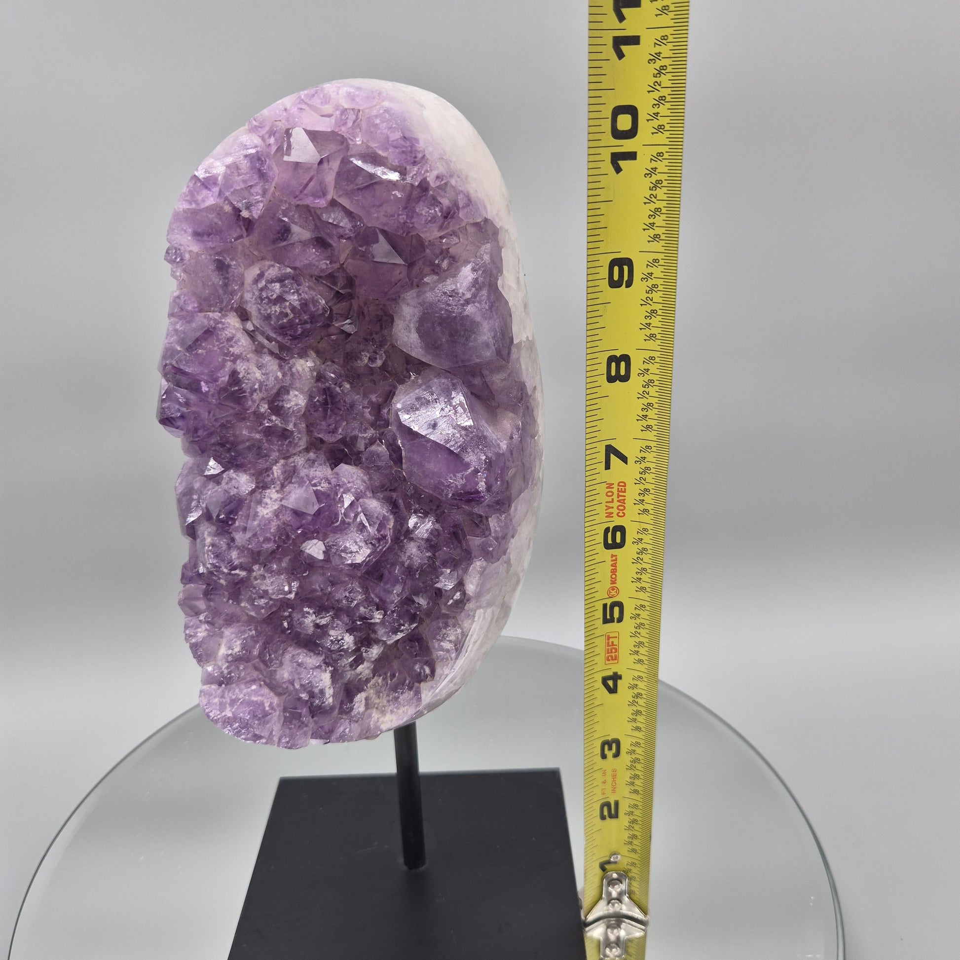 Large Polished Amethyst Cluster on Stand - Brazilian Amethyst Crystal Display - 10.5in Statement Piece - 6.41 lbs Crystal Hoarder