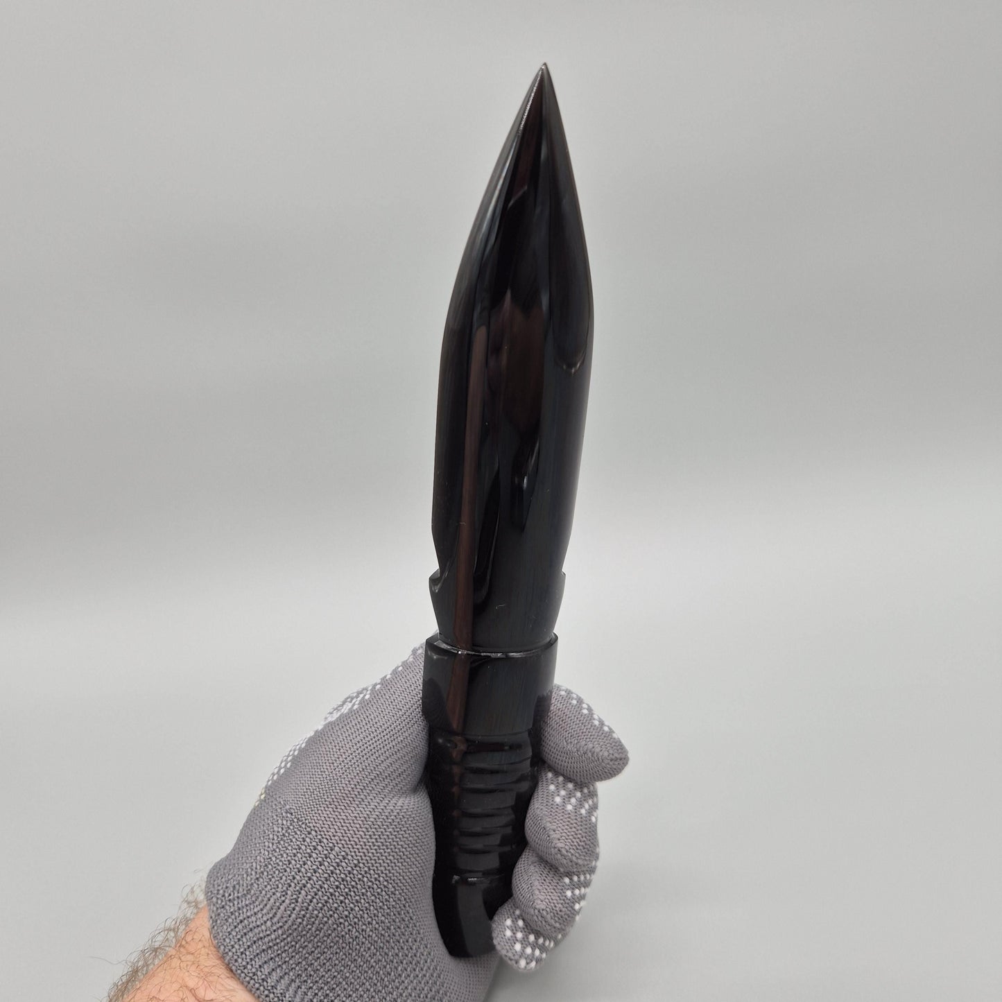 Obsidian Dagger - 9in Hand Knapped Volcanic Glass Blade - Natural Black Obsidian - Display Piece - 6.15 oz Crystal Hoarder