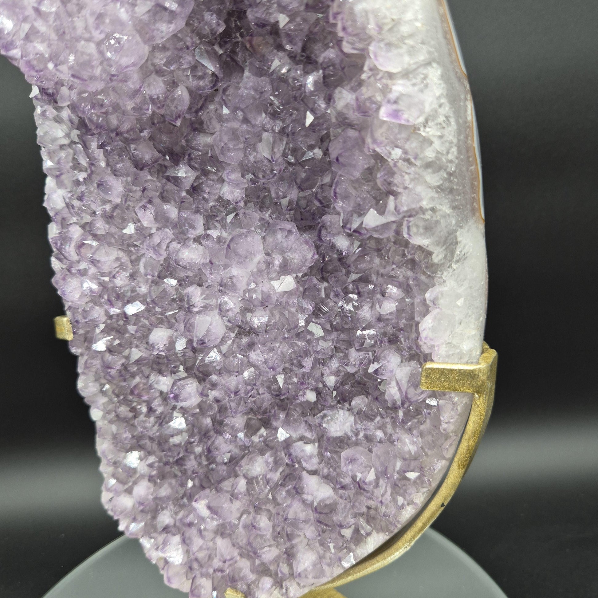 Huge AAA+ Amethyst with Rare Rosette Formation Red White and Blue Banded Agate Brazil 16.21 lb 16x7x2 Statement Crystal Crystal Hoarder